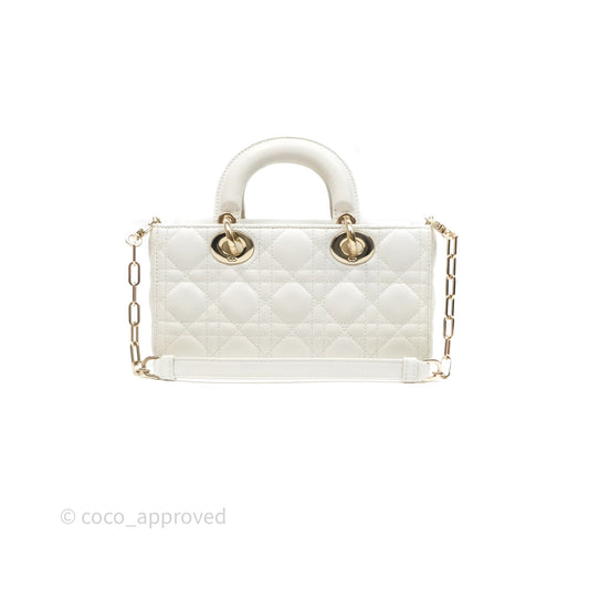 Dior Small Lady D-Joy Bag Ivory White Lambskin Cannage Gold Hardware