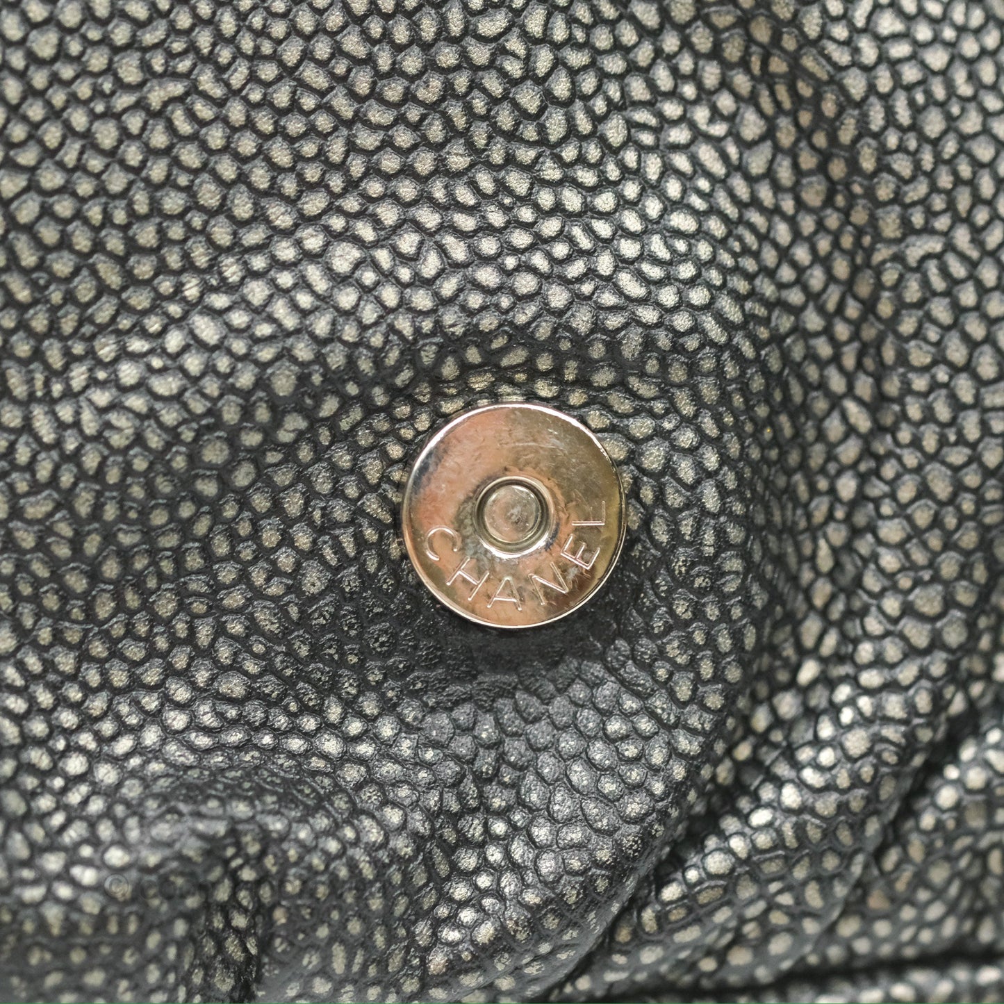 Chanel Half Moon Wallet on Chain WOC Metallic Dark Grey Caviar Silver Hardware