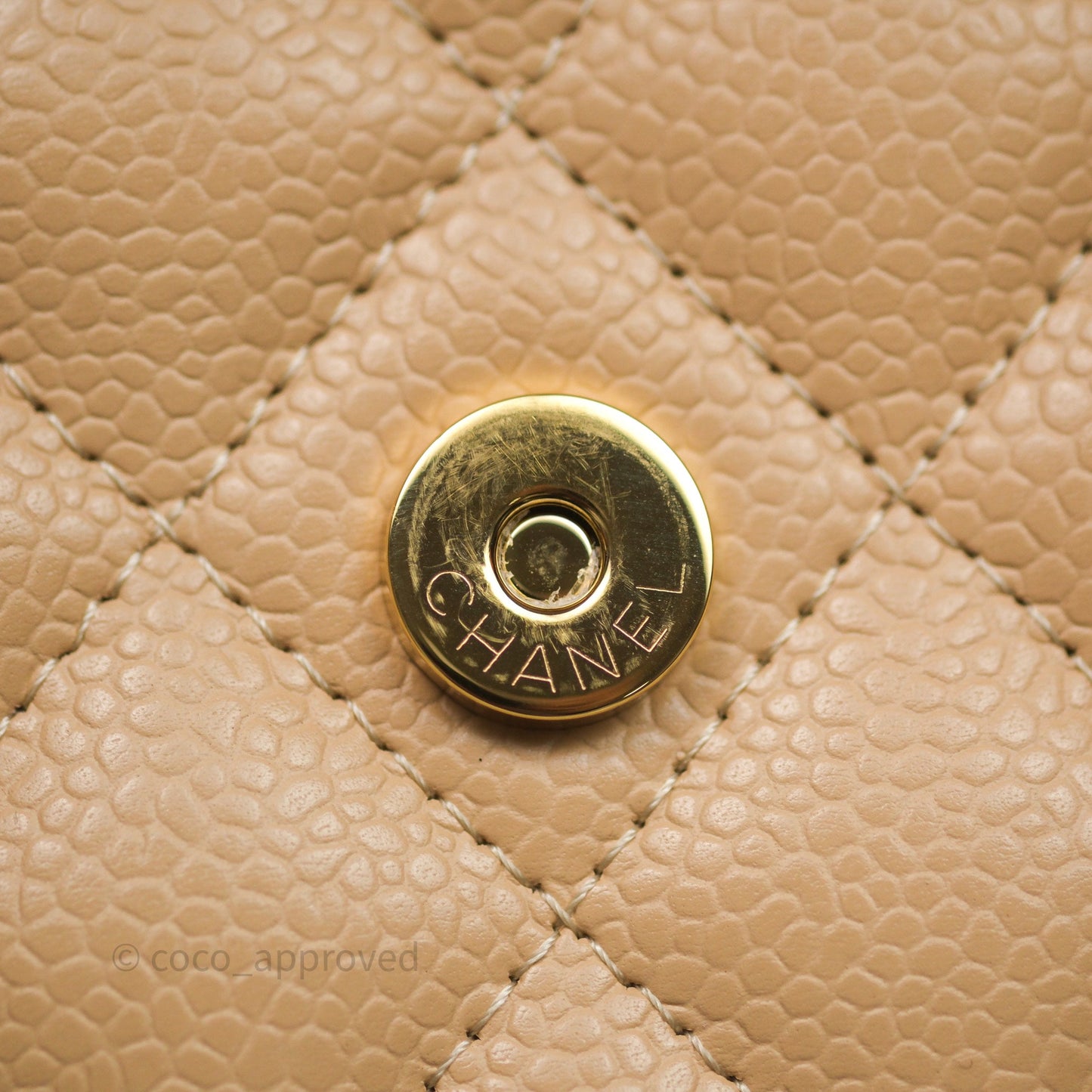 Chanel Quilted Classic Wallet on Chain WOC Beige Caviar Gold Hardware