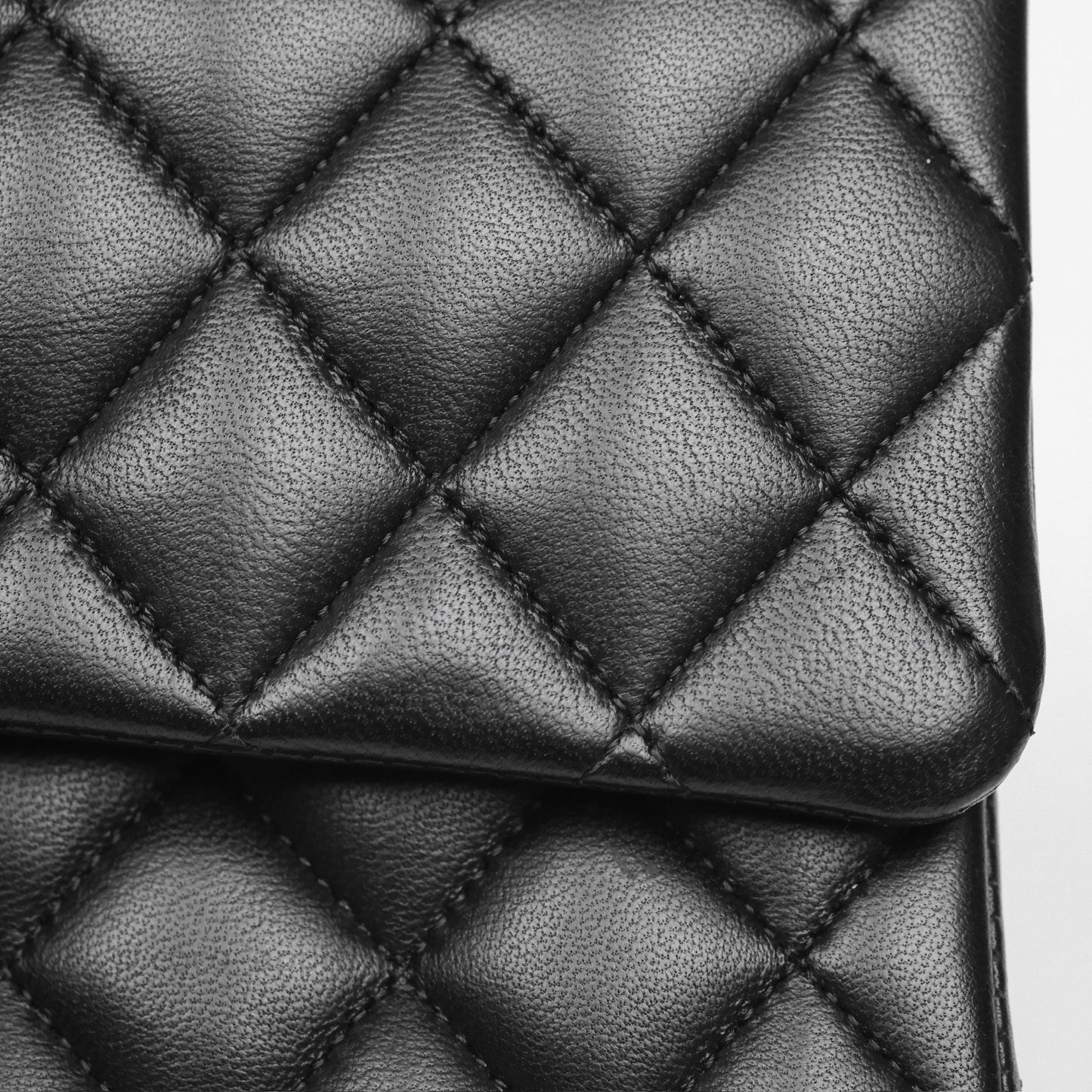 Chanel Classic M/L Medium Flap Quilted Black Lambskin Silver Hardware