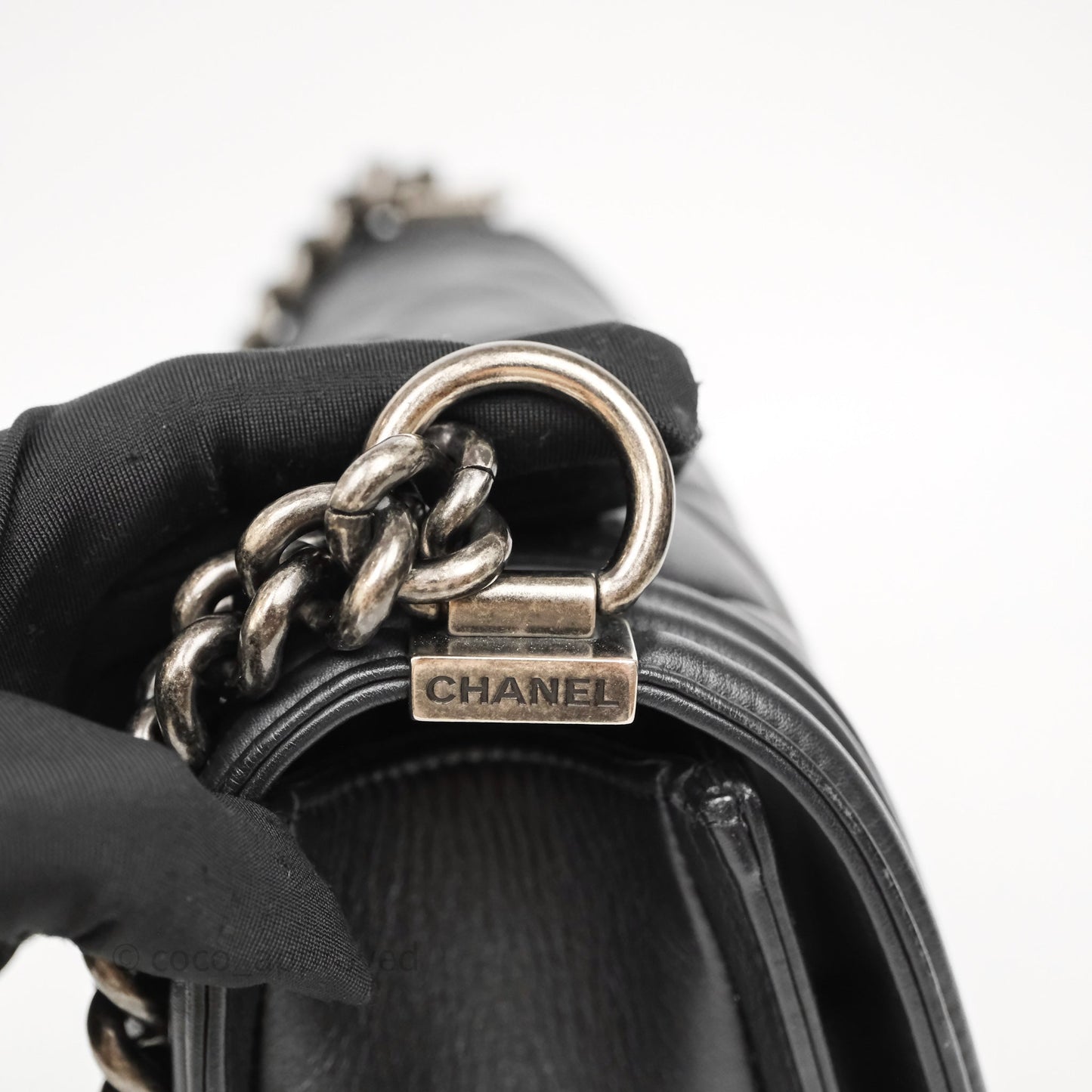 Chanel Quilted Medium Boy Black Lambskin Ruthenium Hardware