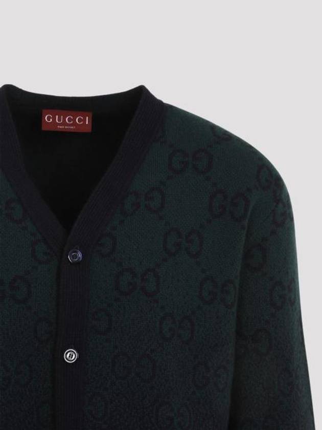Luxury Gucci Trending 2025 GG Degradé Wool Jacquard Cardigan Dark Green