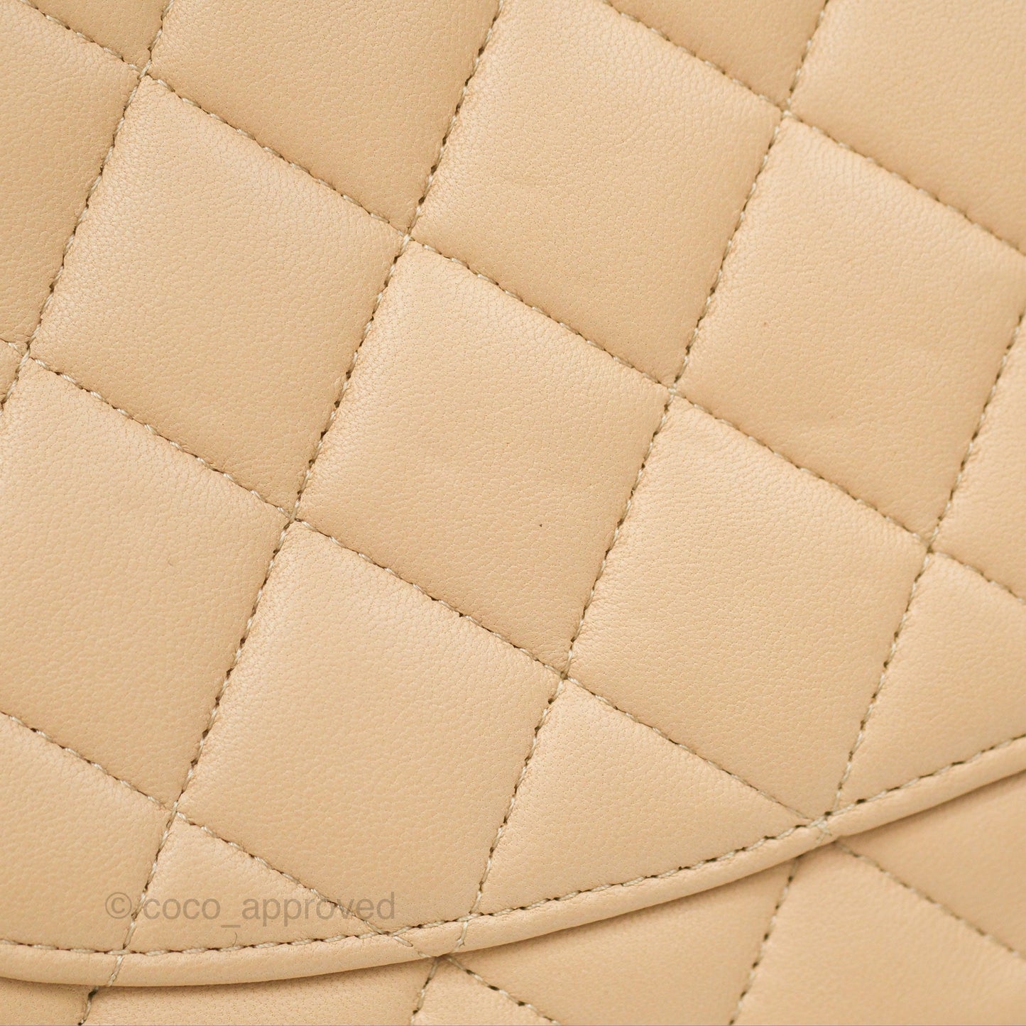 Chanel Classic M/L Medium Flap Quilted Beige Lambskin Silver Hardware
