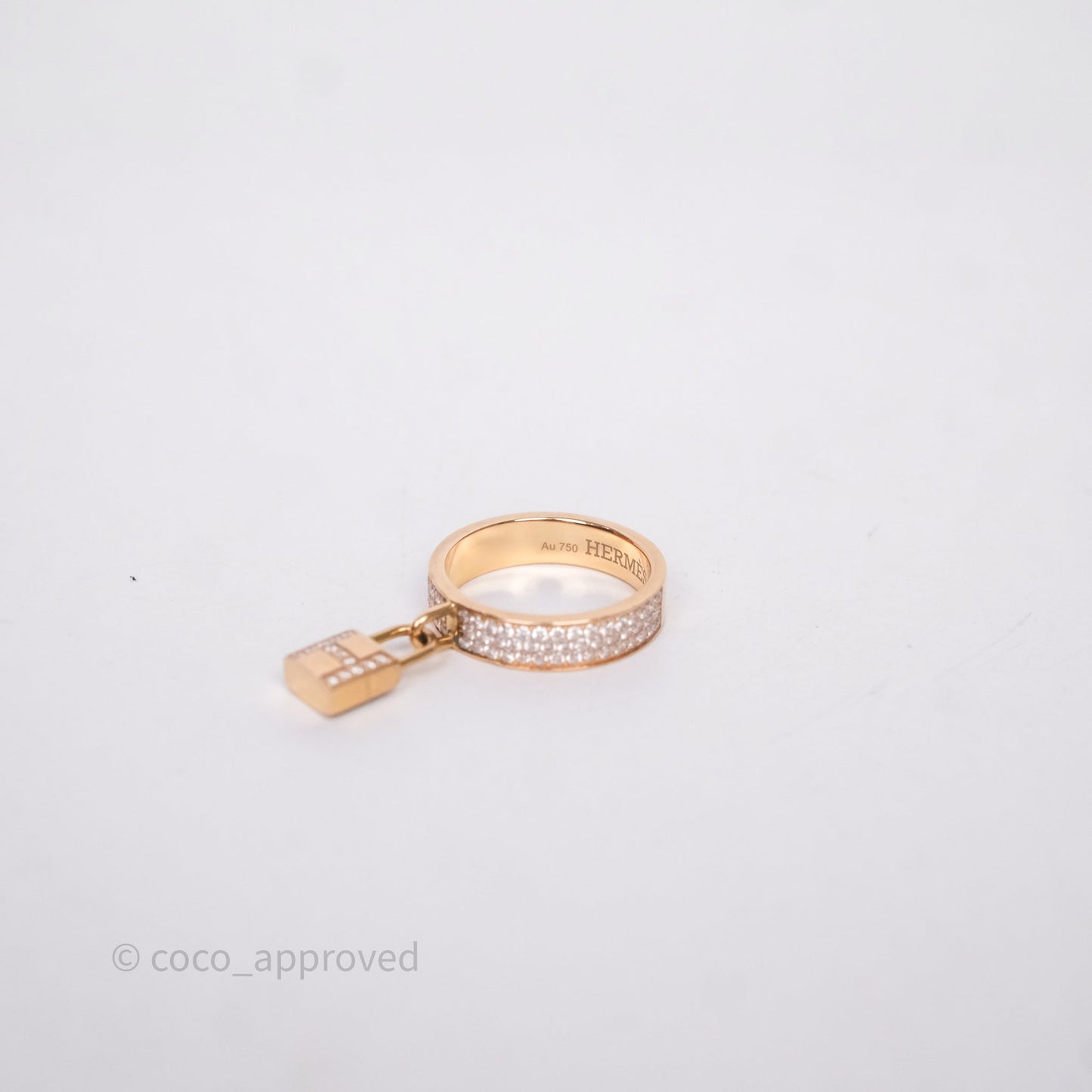 Hermès Kelly Cadenas Ring Rose Gold Diamonds Size 50