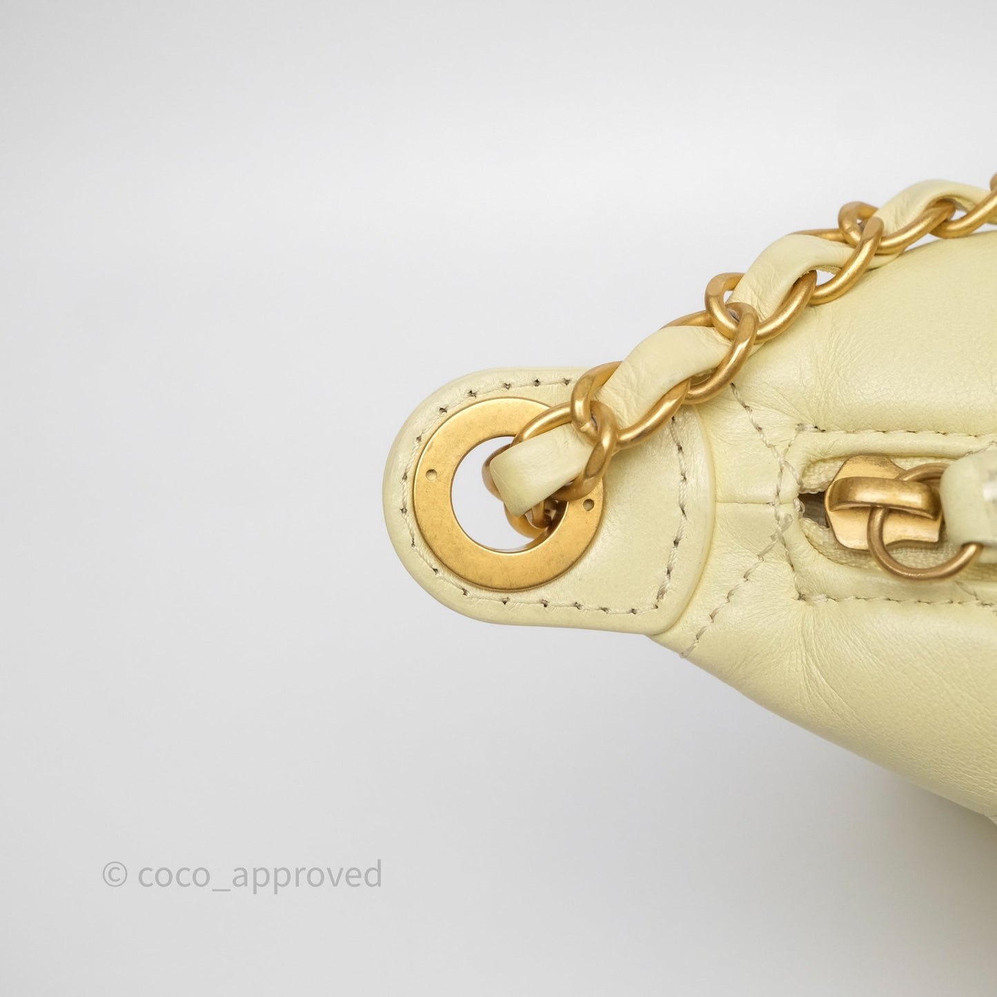 Chanel Large Hobo with Chain Light Yellow Lambskin Aged Gold Hardware 25S