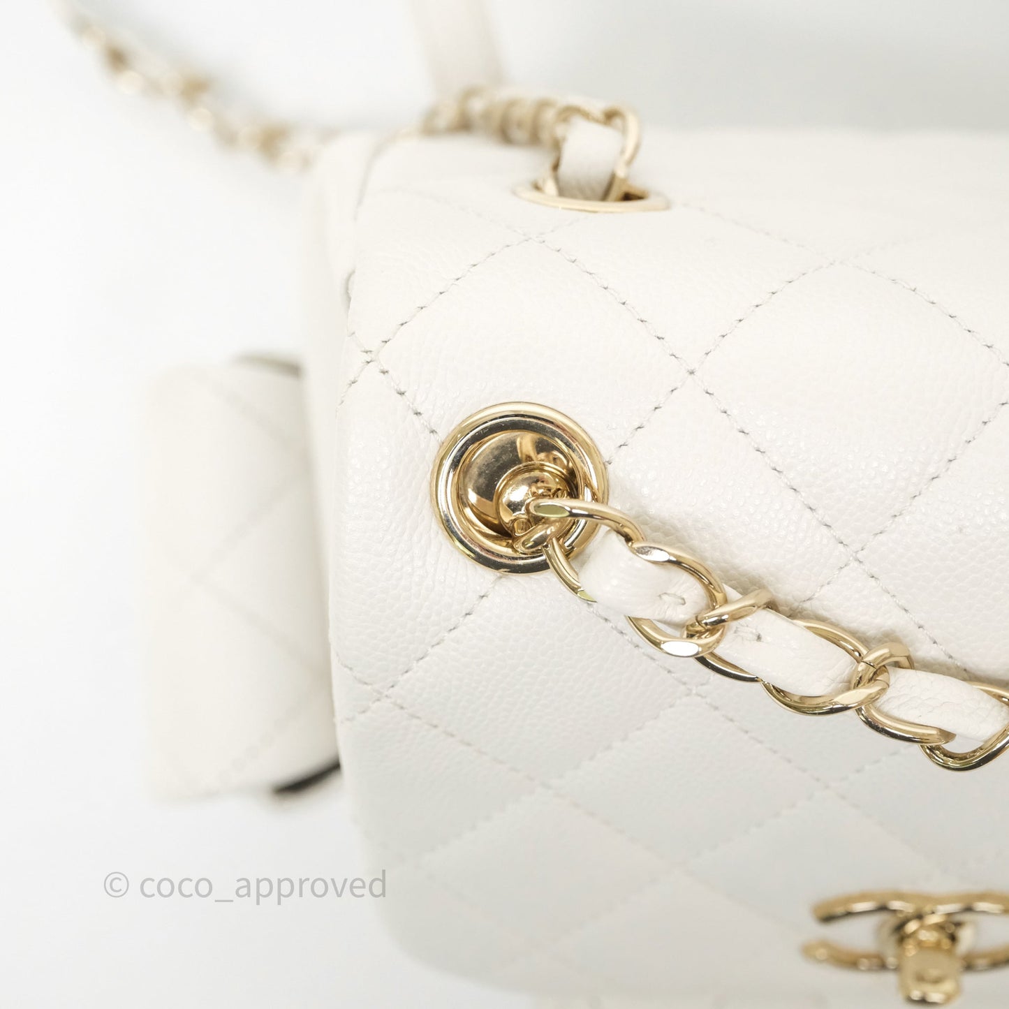 Chanel Duma Backpack White Caviar Gold Hardware 23K
