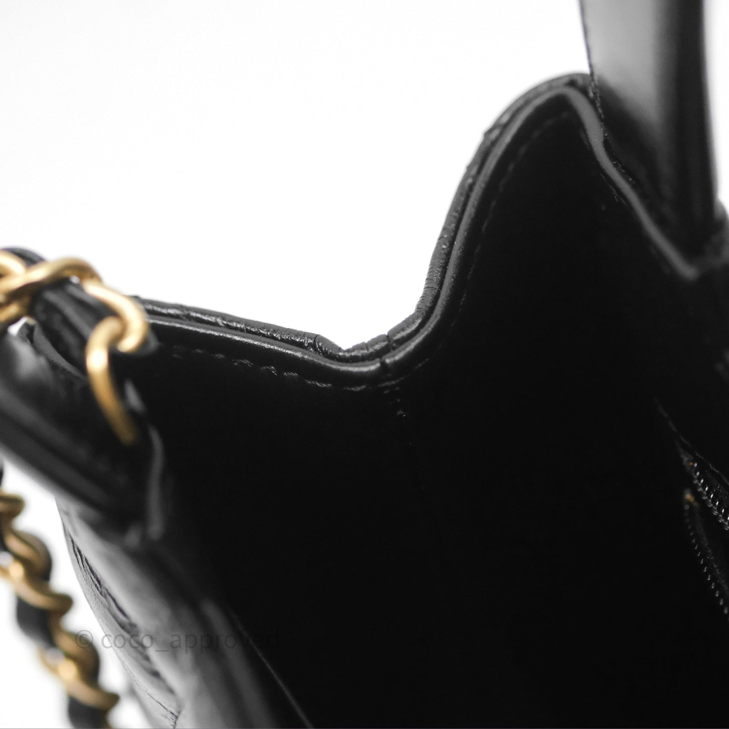 Chanel Kelly Bag Quilted Black Shiny Crumpled Calfskin Aged Gold Hardware