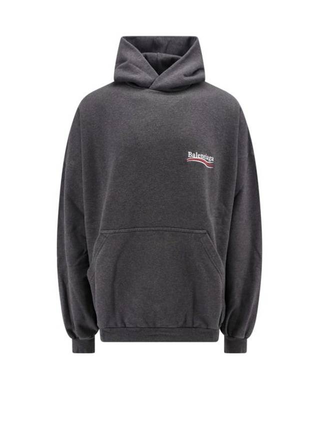 Luxury Balenciaga Embroidered Logo Cotton Hoodie Grey