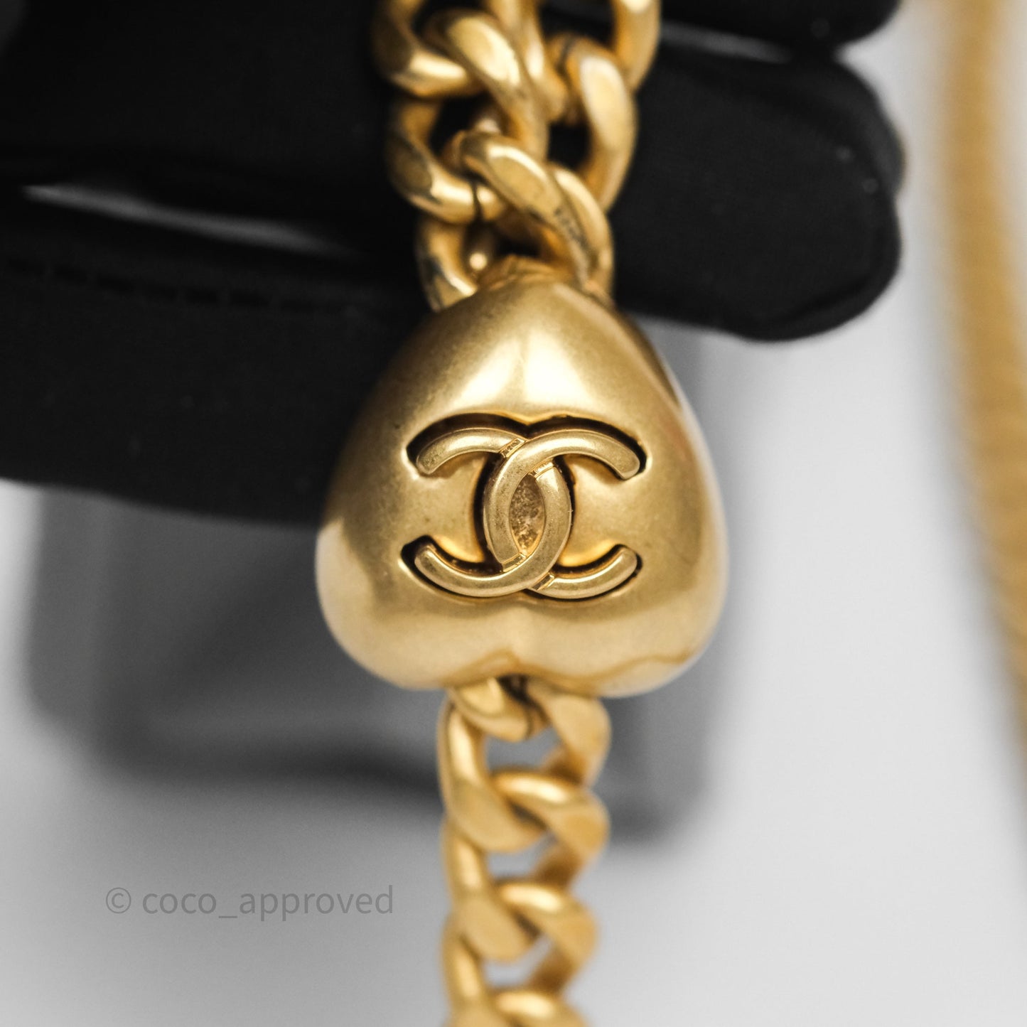 Chanel Heart Adjustable Chain WOC Grey Caviar Aged Gold Hardware
