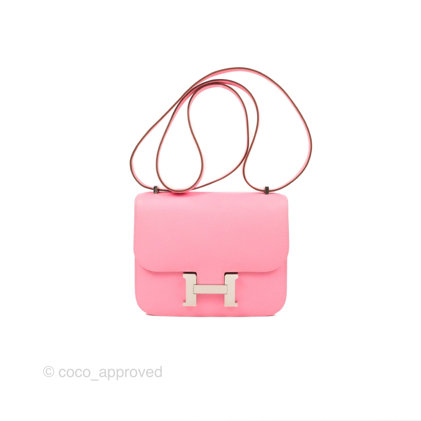 Hermès Constance Mini 18cm Rose d'ete Epsom Palladium Hardware