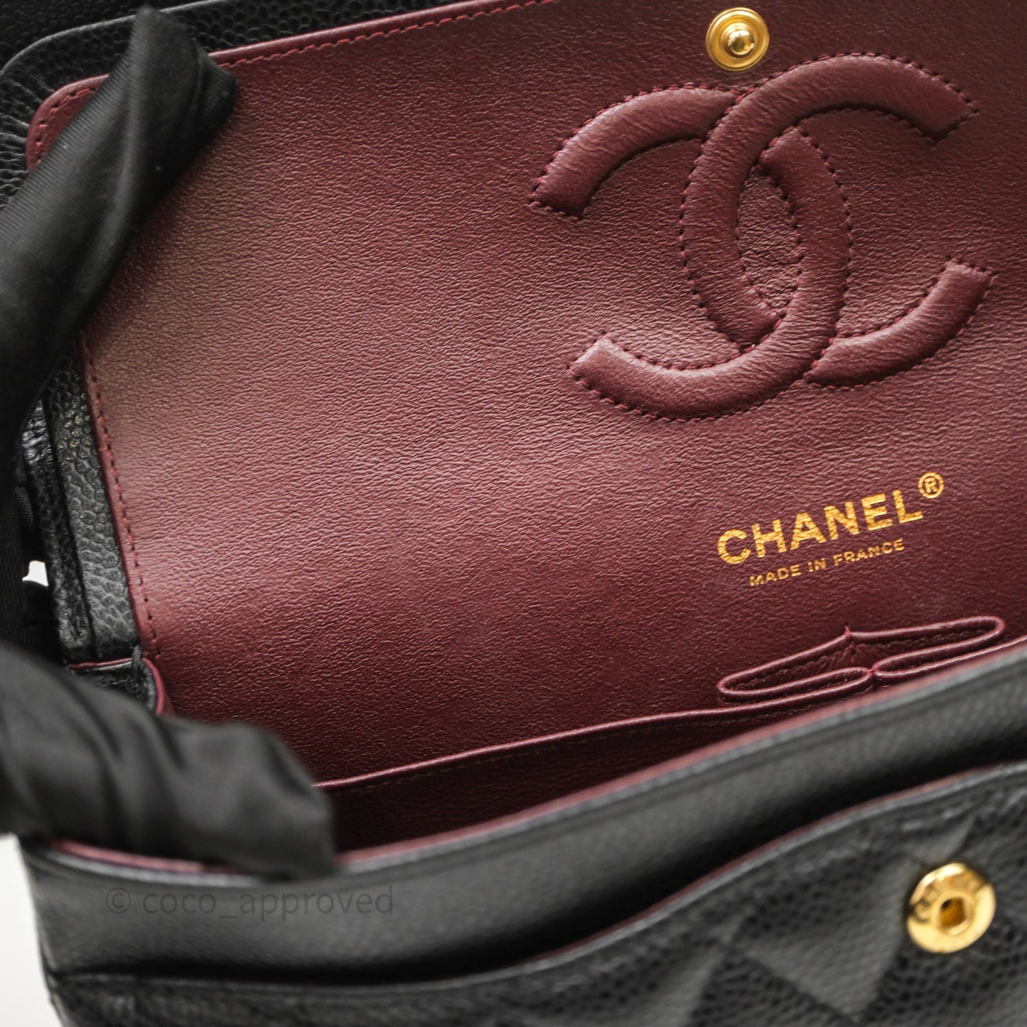 Chanel Classic M/L Medium Flap Quilted Black Caviar Gold Hardware