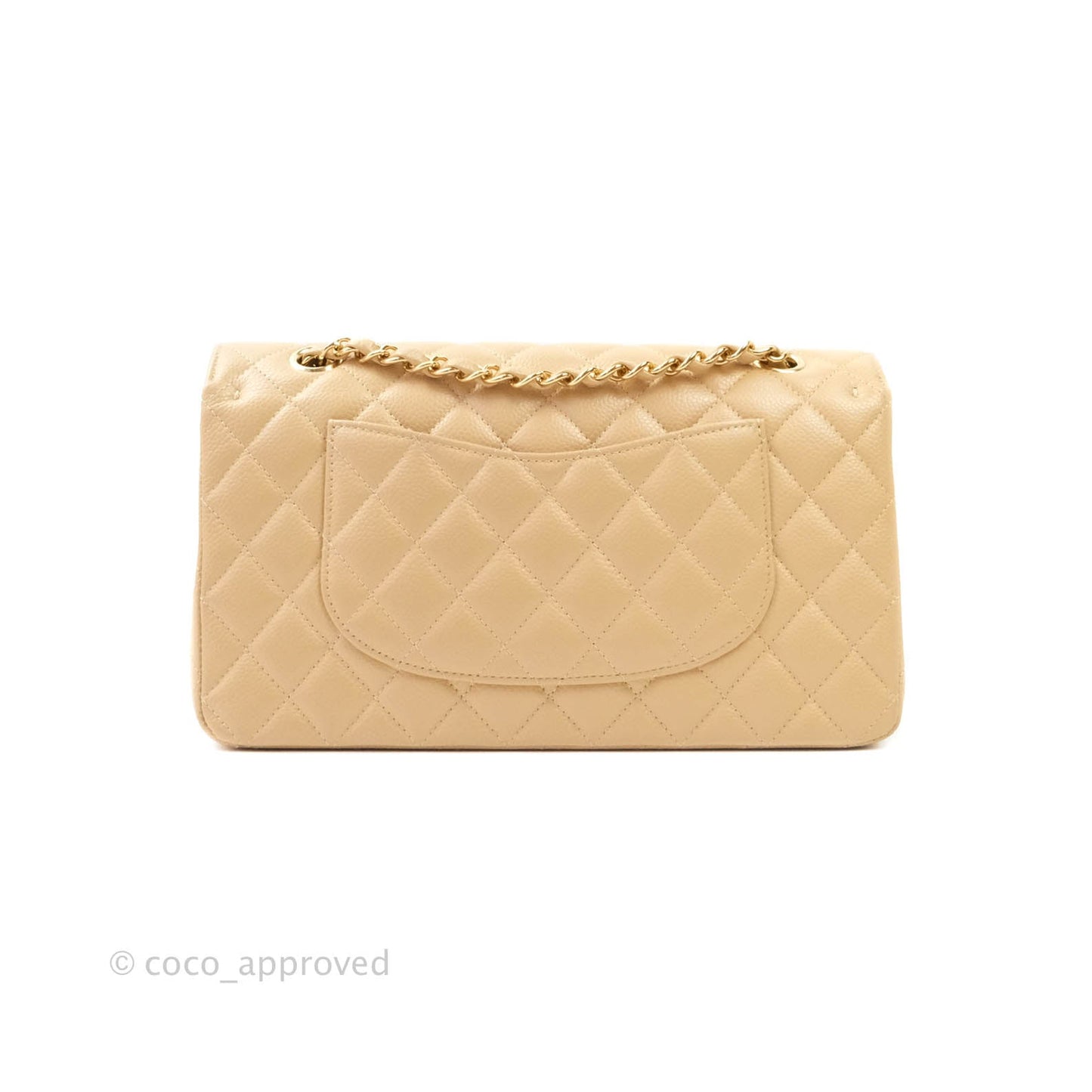Chanel Classic M/L Medium Double Flap Beige Caviar Gold Hardware