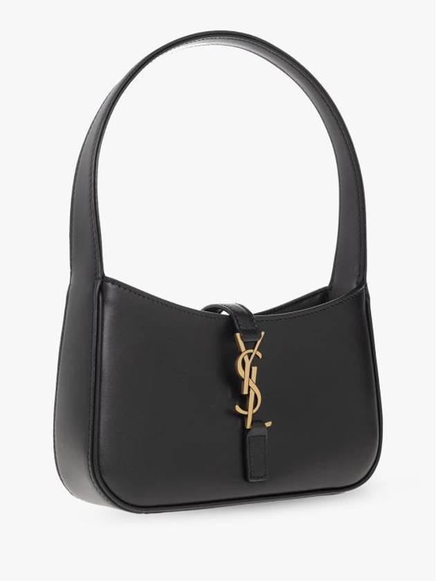 Luxury Saint Laurent LE 5A 7 Small Smooth Leather Hobo Shoulder Bag Black