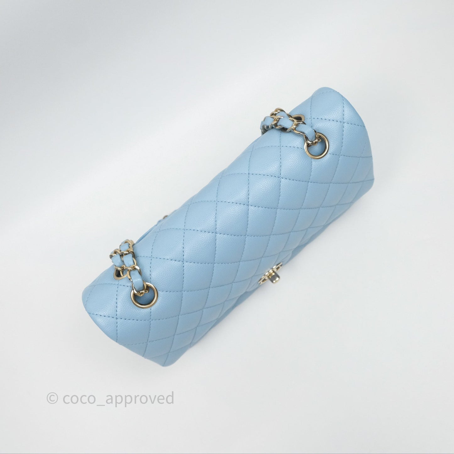 Chanel Classic M/L Medium Flap Quilted Blue Caviar Gold Hardware
