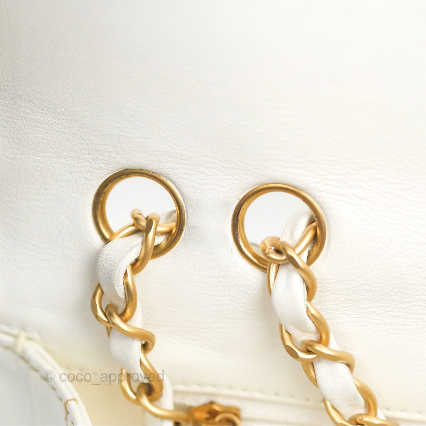 Chanel Small Tweed Flap Bag White Aged Gold Hardware