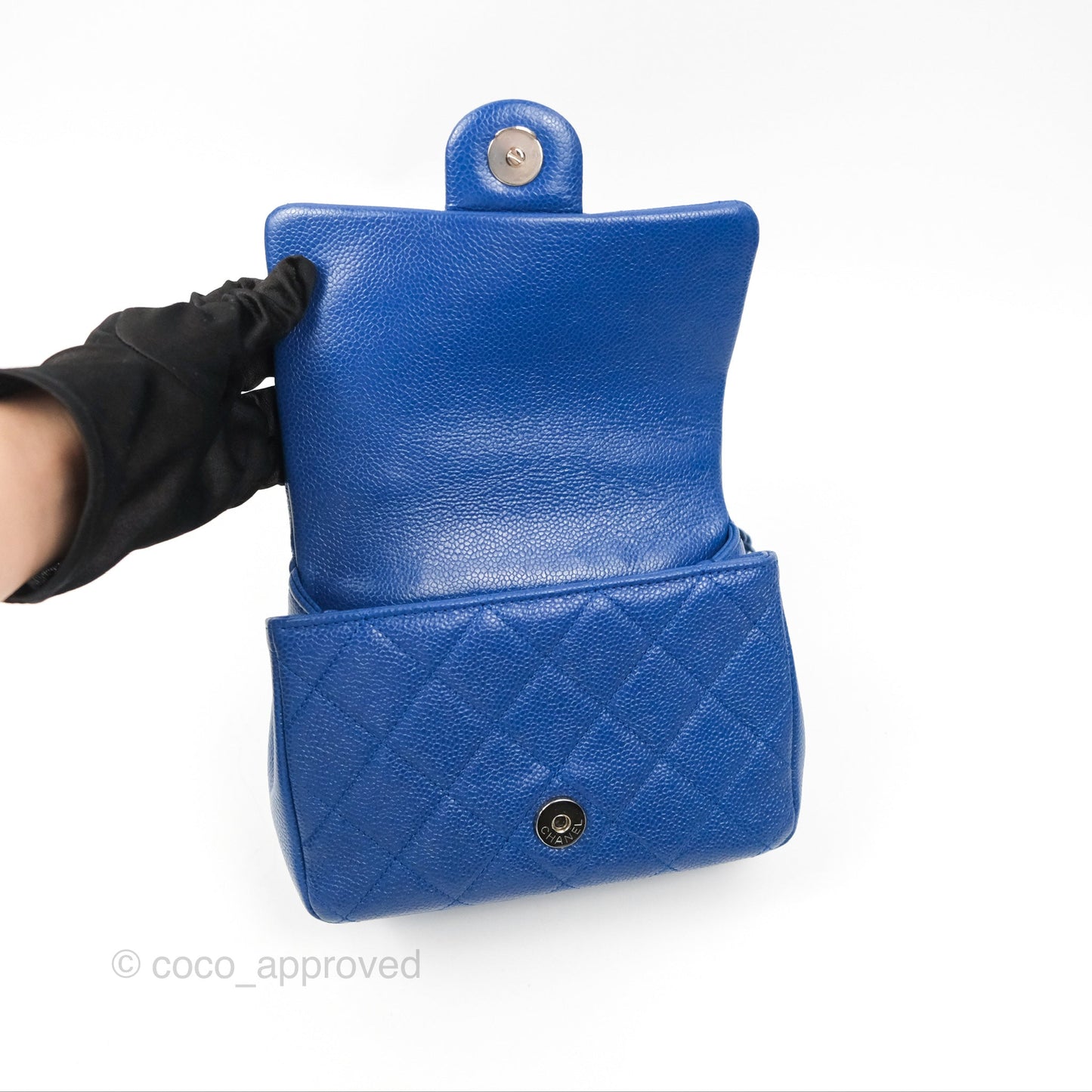 Chanel Quilted Mini Square Flap Bag Dark Blue Caviar Incognito