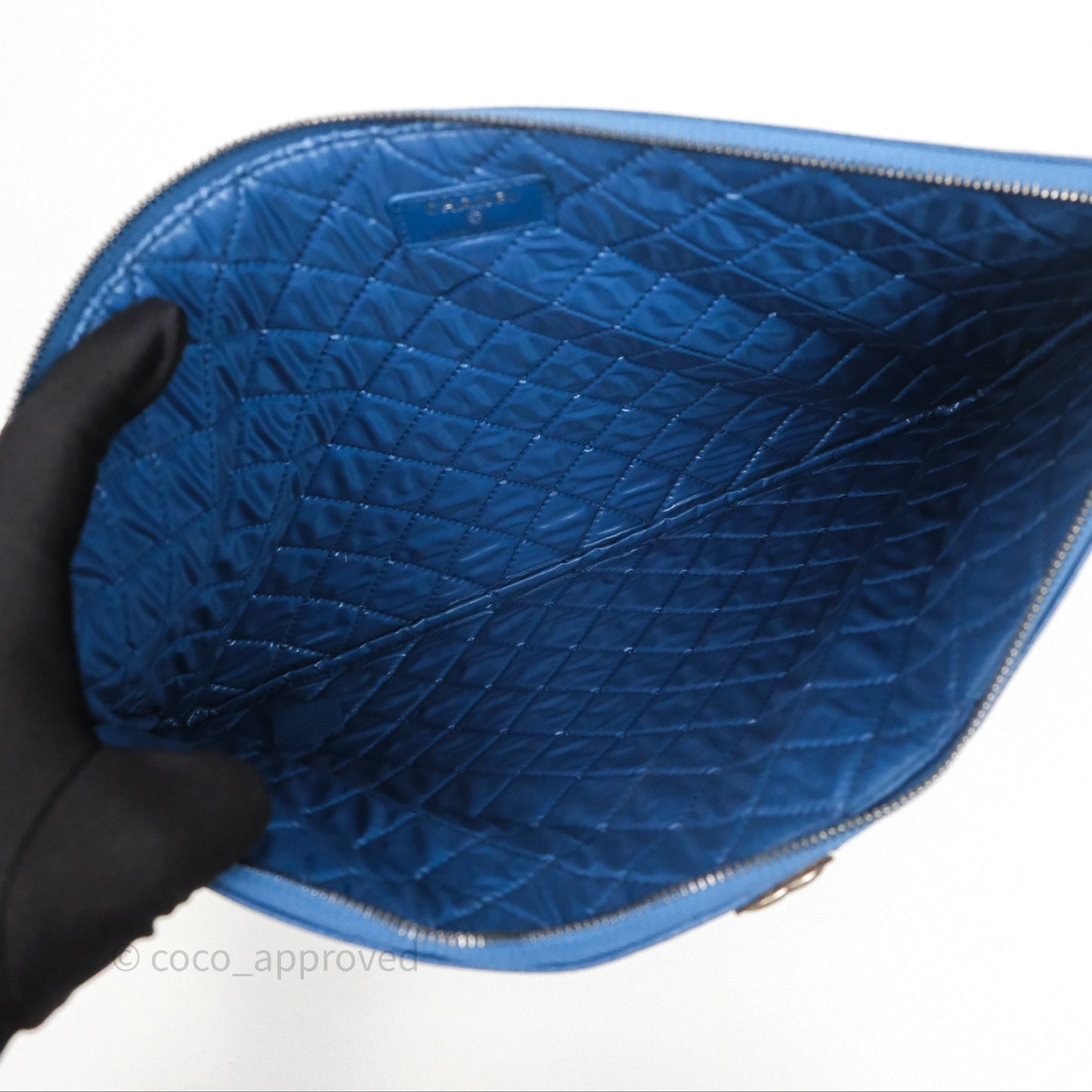 Chanel Large O Case Boy Blue Caviar Ruthenium Hardware