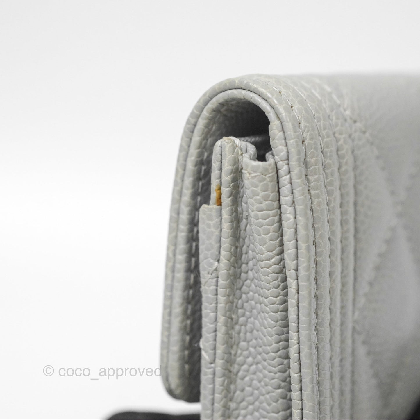 Chanel Boy Quilted Flap Card Holder Grey Caviar Aged Gold Hardware