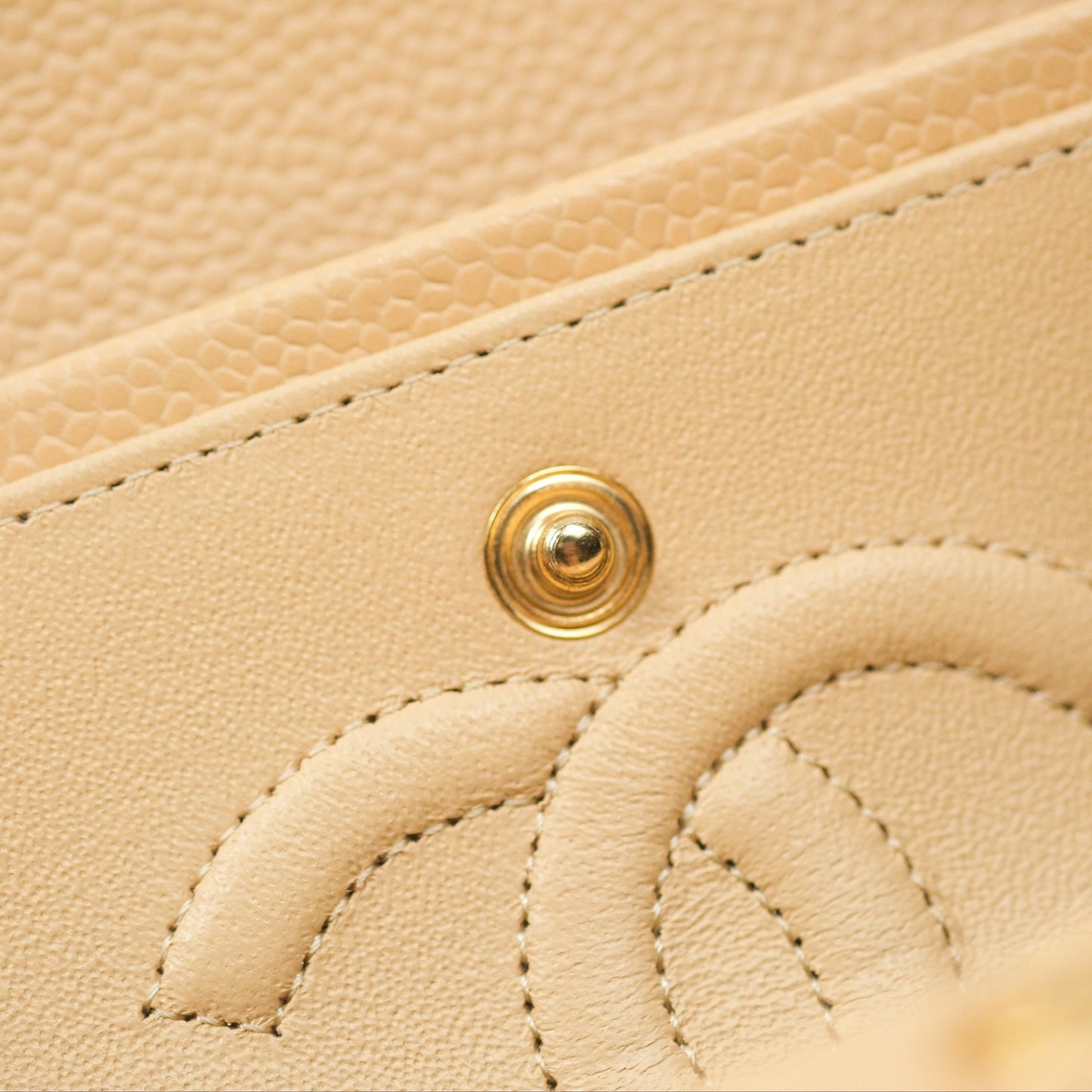 Chanel Small Quilted Classic Flap Beige Caviar Gold Hardware