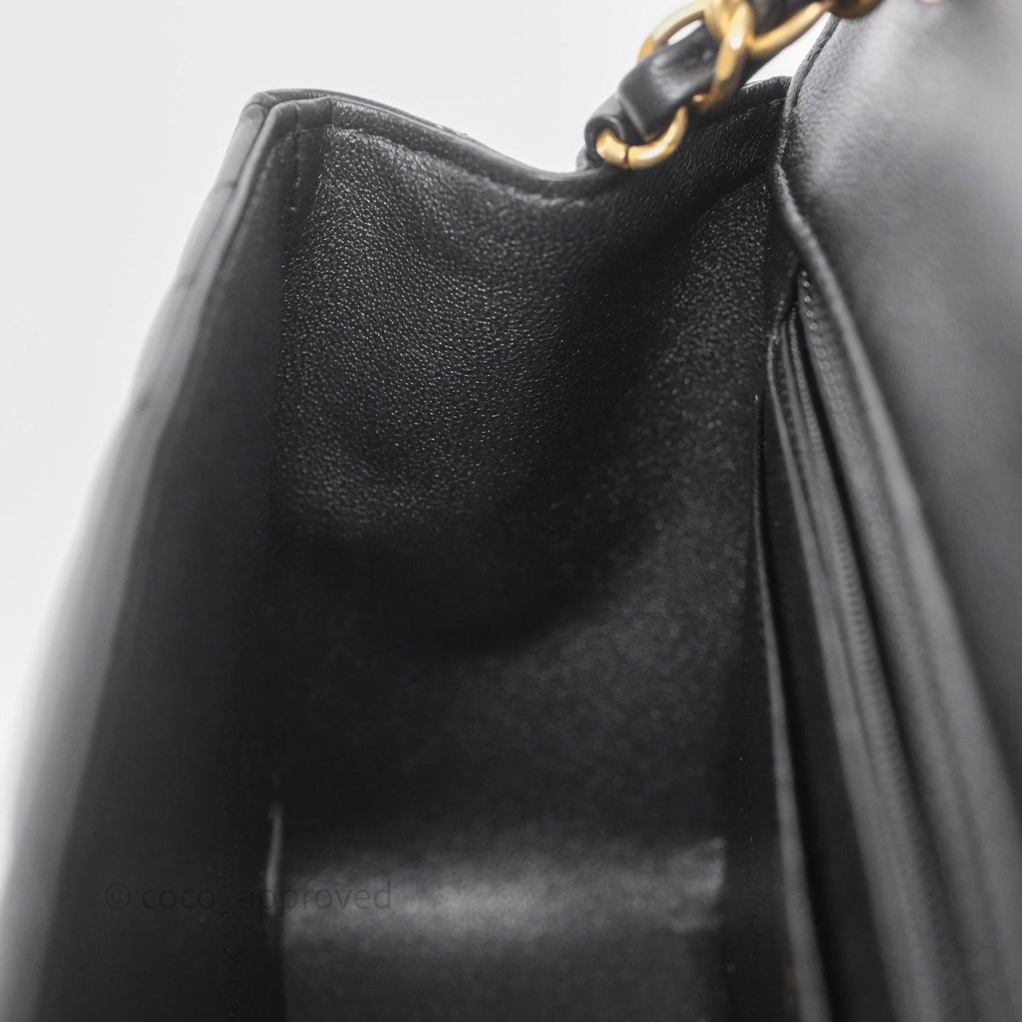 Chanel Mini Square Flap Chevron Black Lambskin Aged Gold Hardware