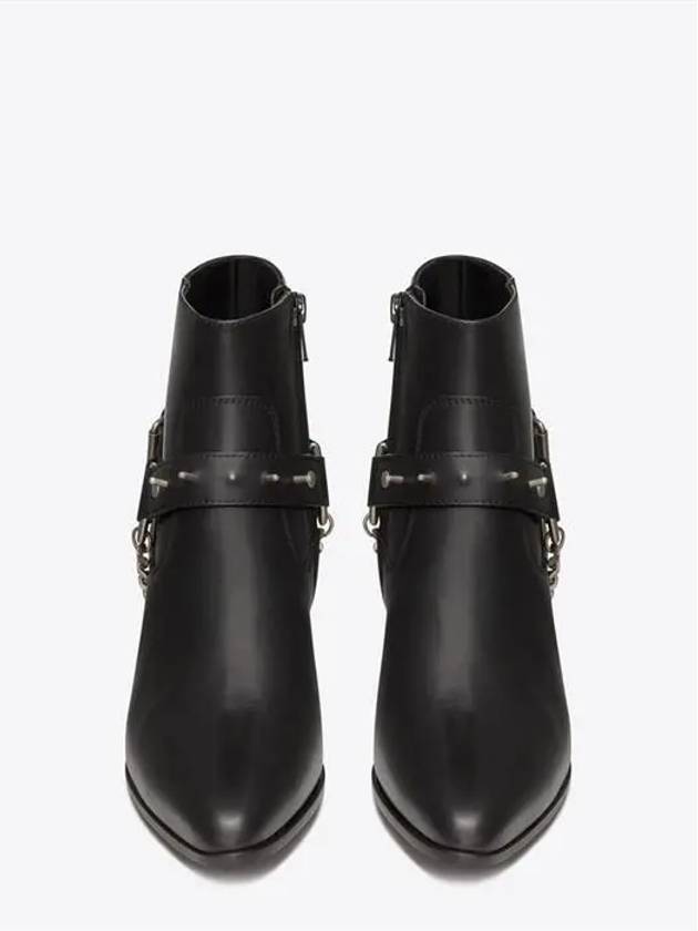 Luxury Saint Laurent Wyatt Studded Harness Chelsea Boots Black