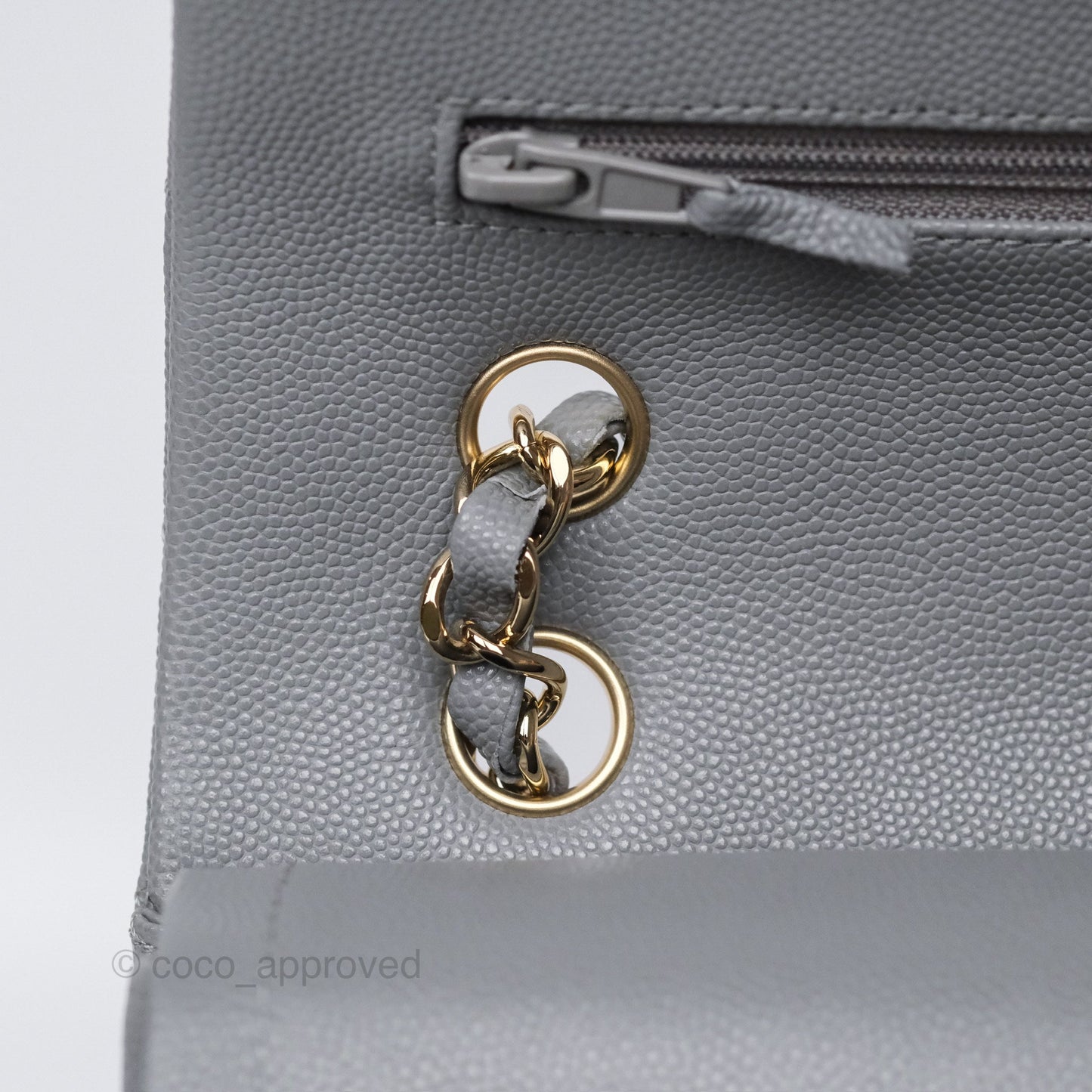 Chanel Classic M/L Medium Flap Quilted Grey Caviar Gold Hardware
