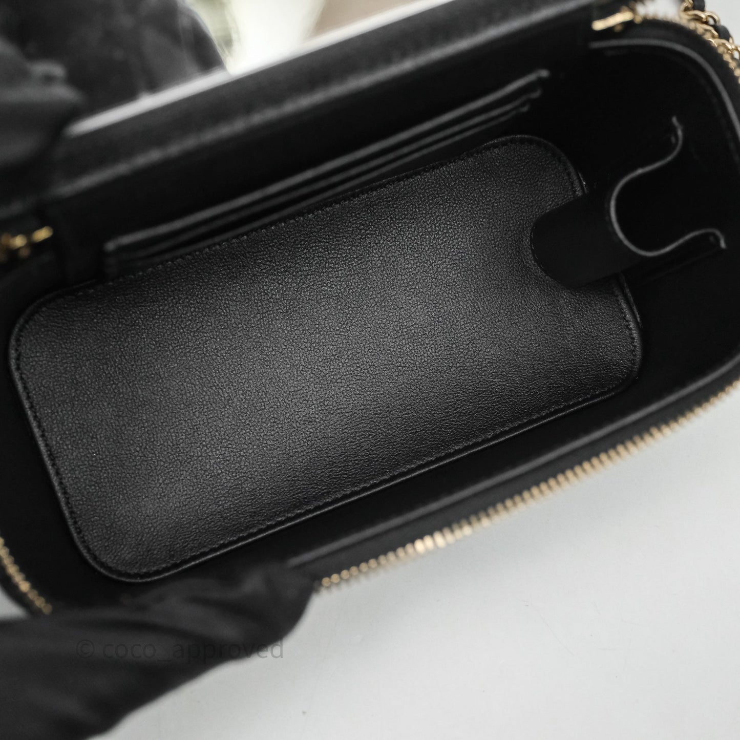 Chanel Vanity Rectangular Top Handle Black Lambskin Light Gold Hardware