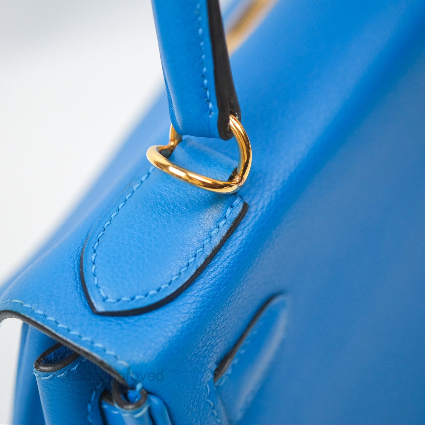 Hermès Retourne Kelly 28 Blue Evercolor Gold Hardware