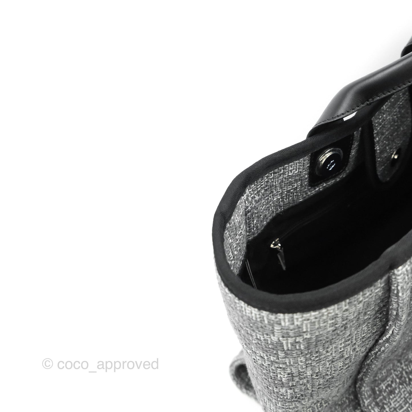 Chanel Large Deauville Charcoal Grey Tweed