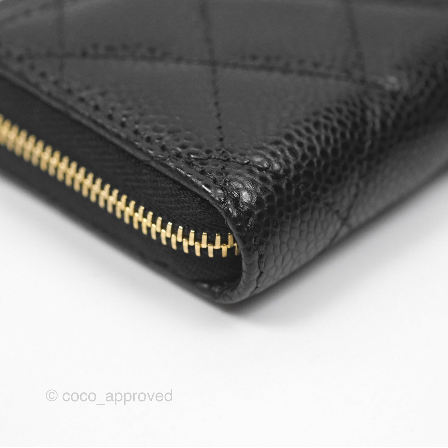 Chanel Quilted Zip Card Holder Black Caviar Gold Hardware