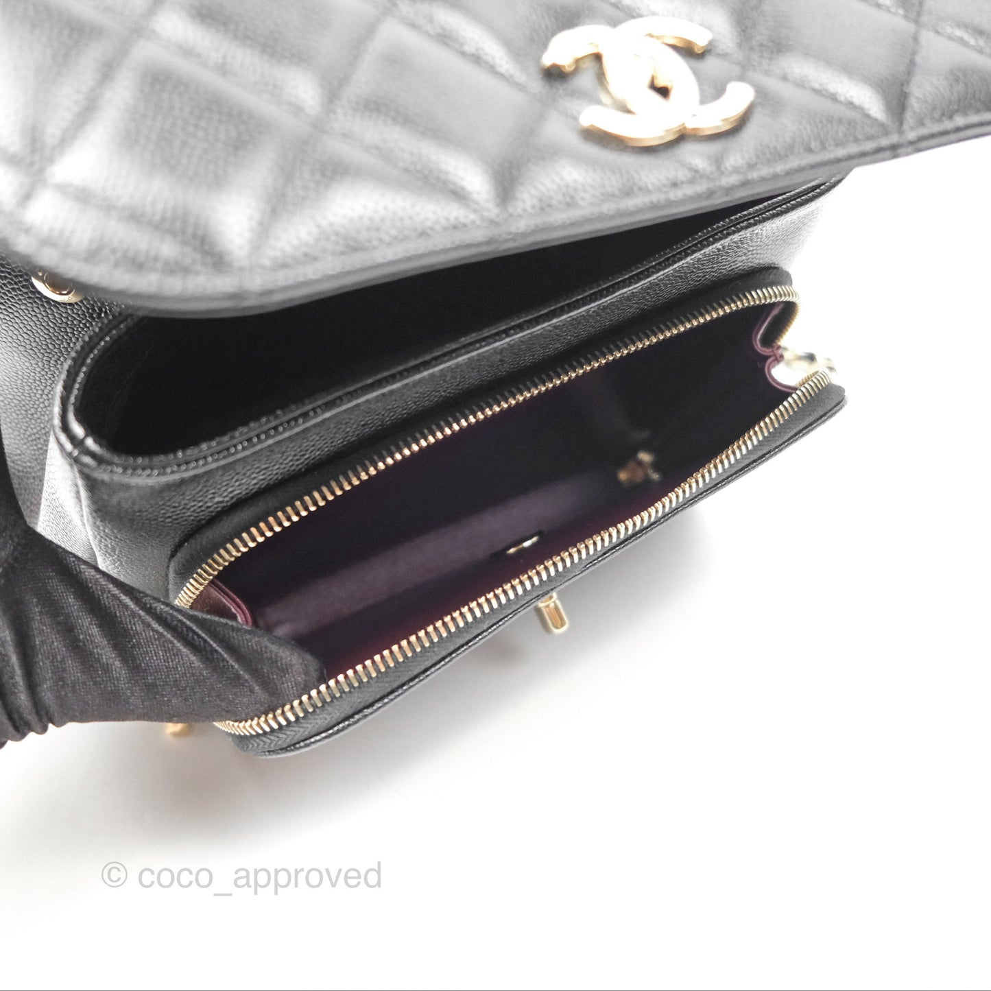 Chanel Quilted Medium Business Affinity Flap Black Caviar Light Gold Hardware