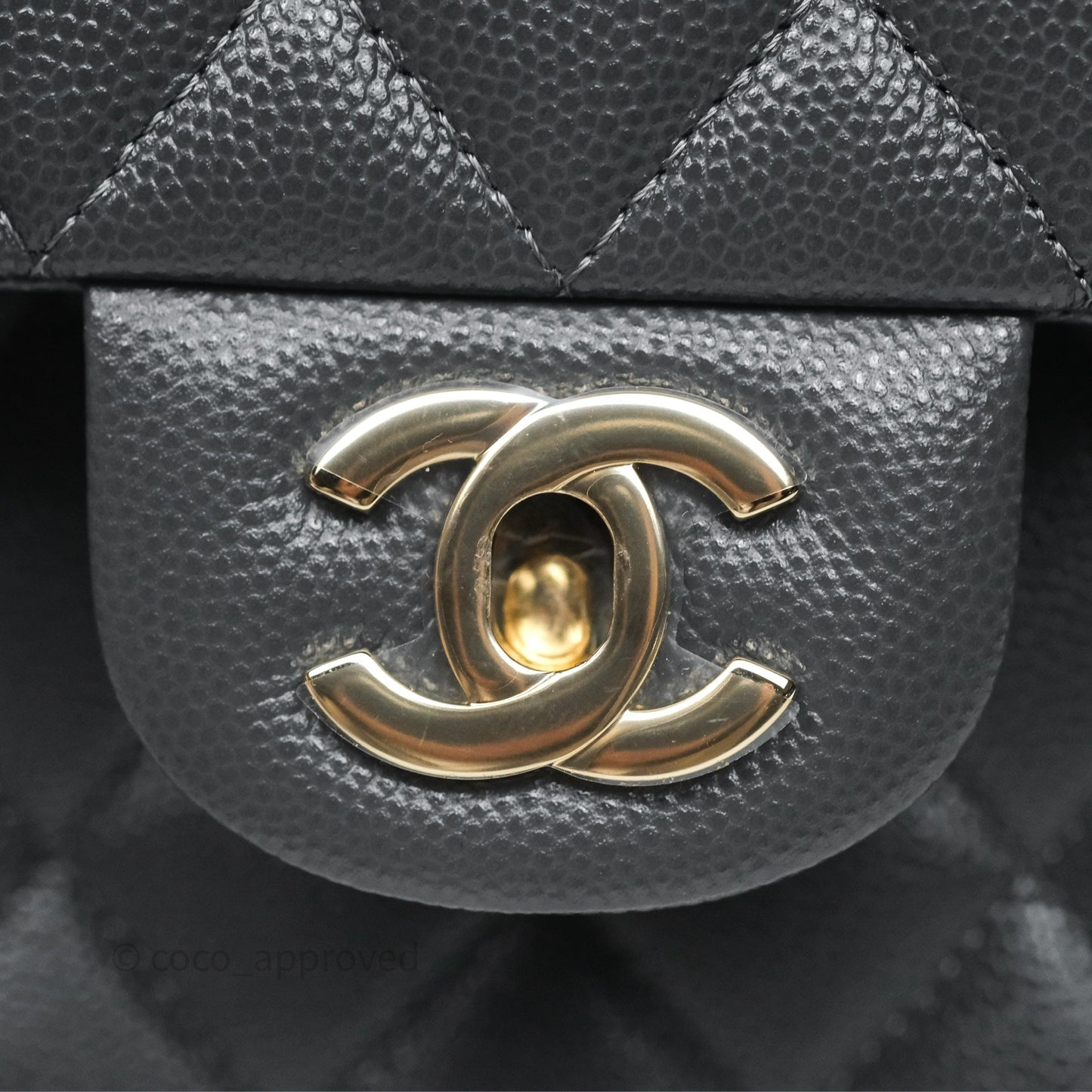 Chanel Classic M/L Medium Flap Quilted Dark Grey Caviar Gold Hardware