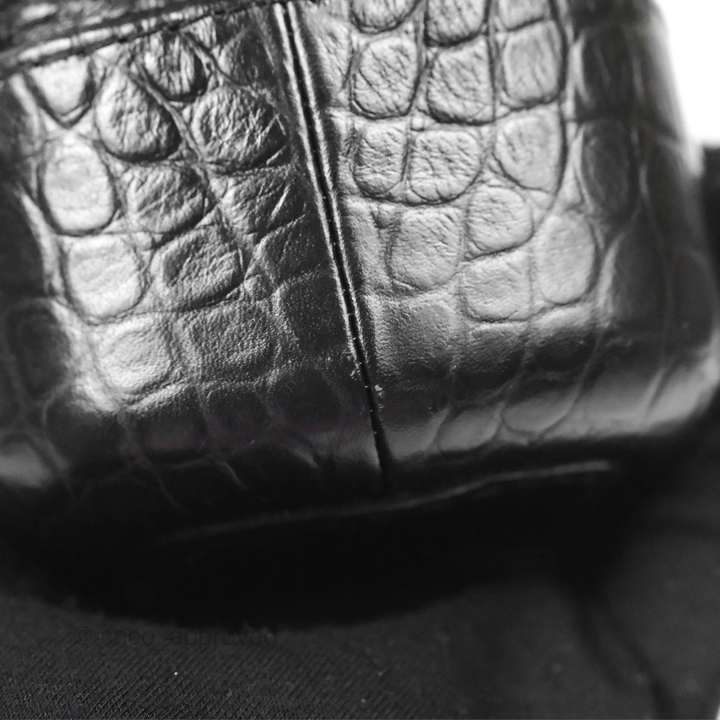 Chanel Small Gabrielle Hobo with Logo Handle Black Croc Embossed Calfskin