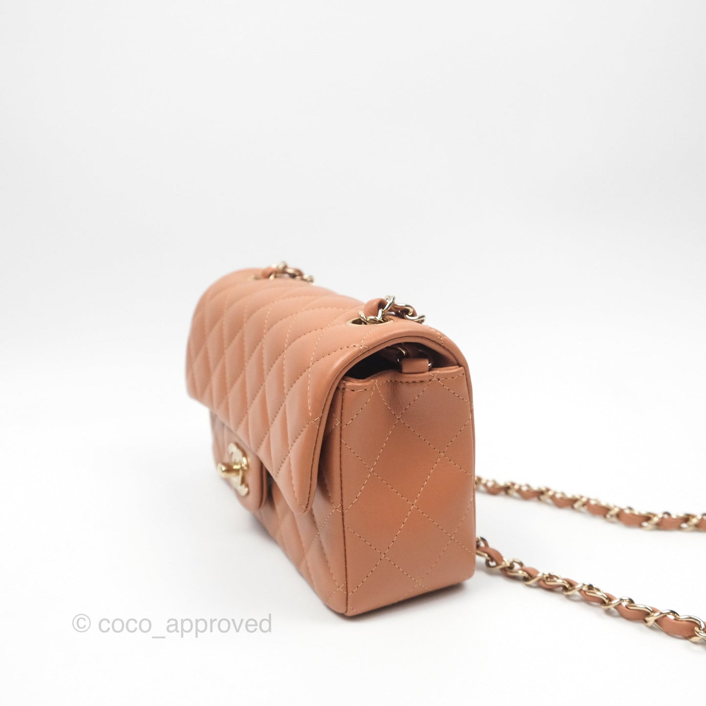 Chanel Quilted Mini Rectangular Flap Caramel Lambskin Gold Hardware