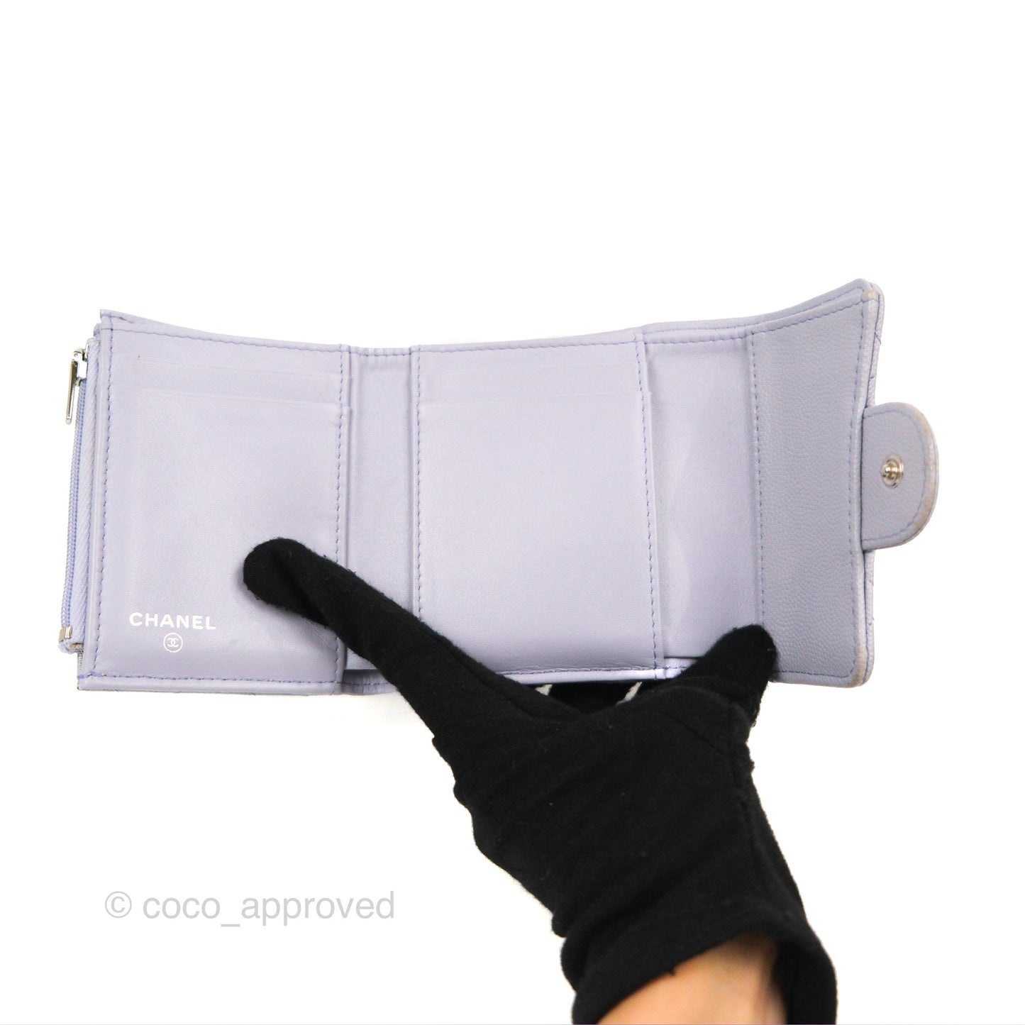 Chanel Classic Short Flap Wallet Lilac Caviar Silver Hardware