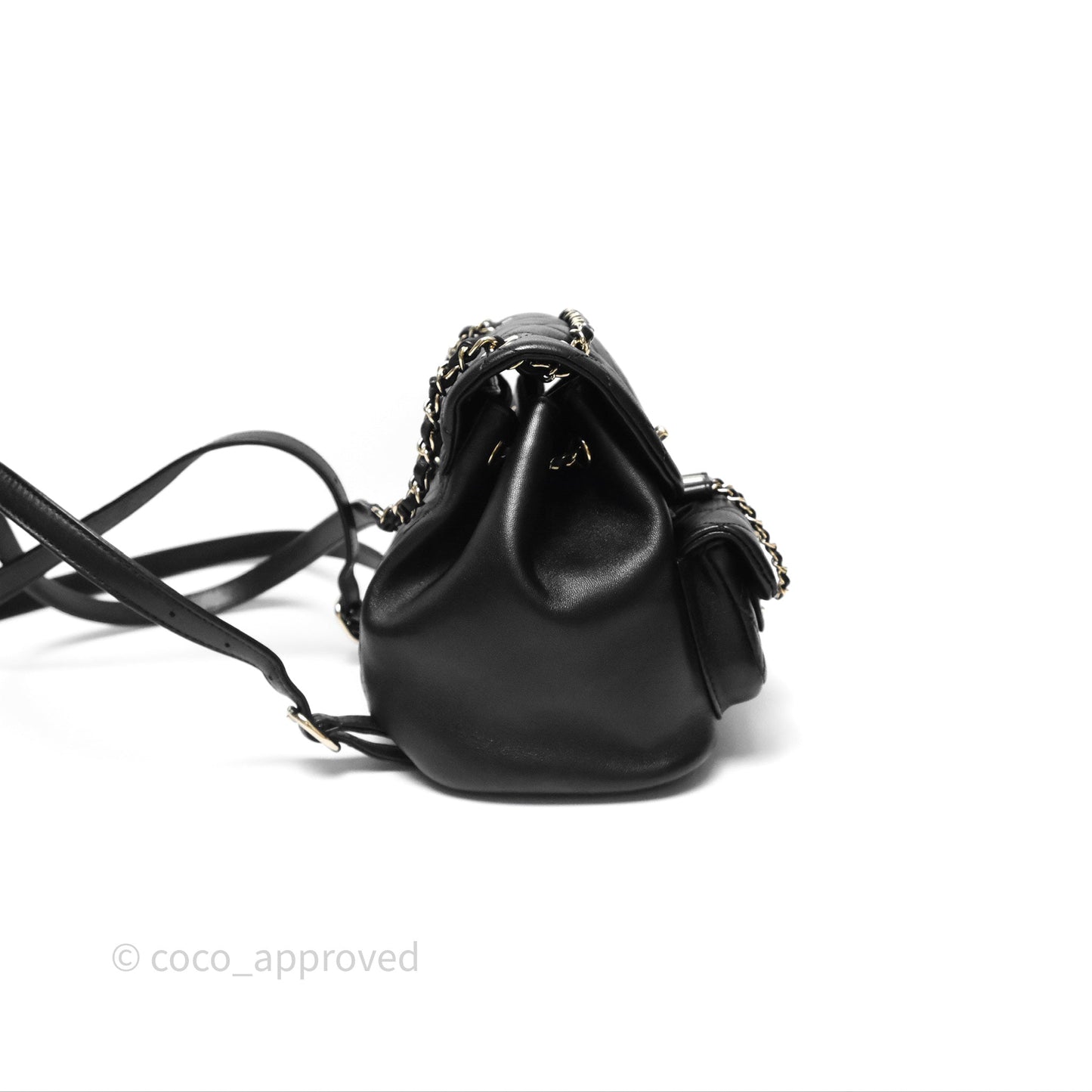 Chanel Small Duma Drawstring Backpack Black Lambskin Gold Hardware