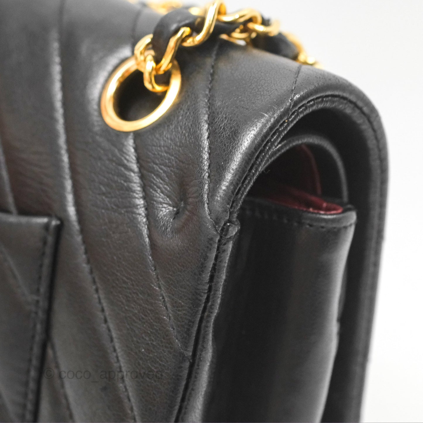 Chanel Vintage Medium Classic Flap Chevron Black Lambskin 24K Gold Hardware