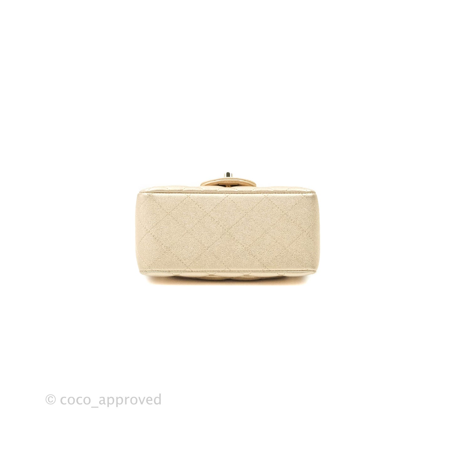 Chanel Classic Quilted Mini Square Flap Iridescent Gold Gold Hardware 21P