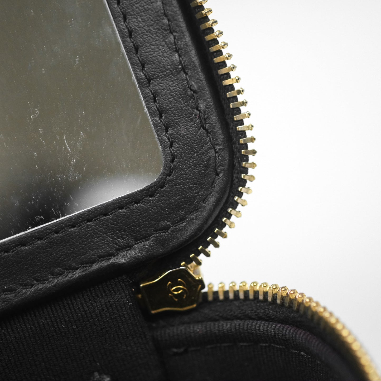 Chanel Cargo Pocket Top Handle Vanity with Chain Black Shiny Lambskin Gold Hardware 22K