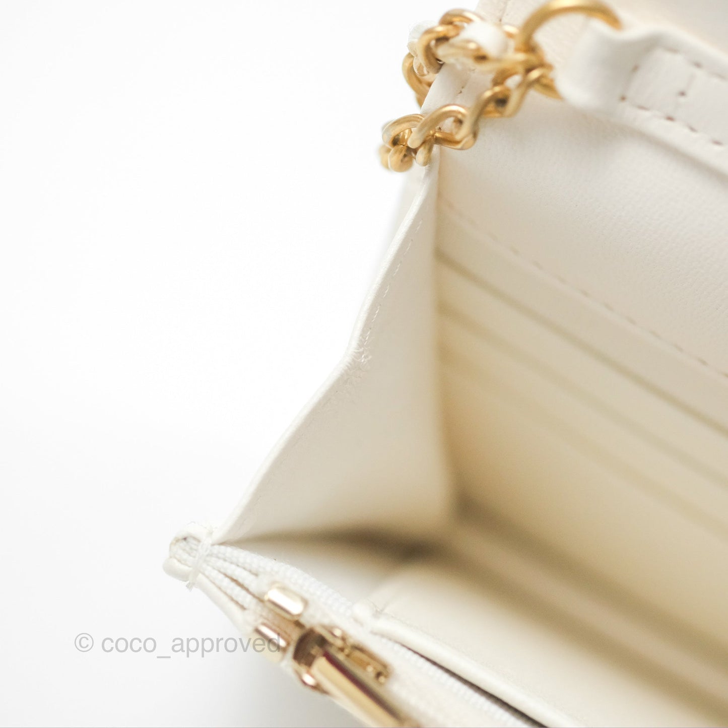 Chanel Quilted WOC White Lambskin Gold Hardware With Charms