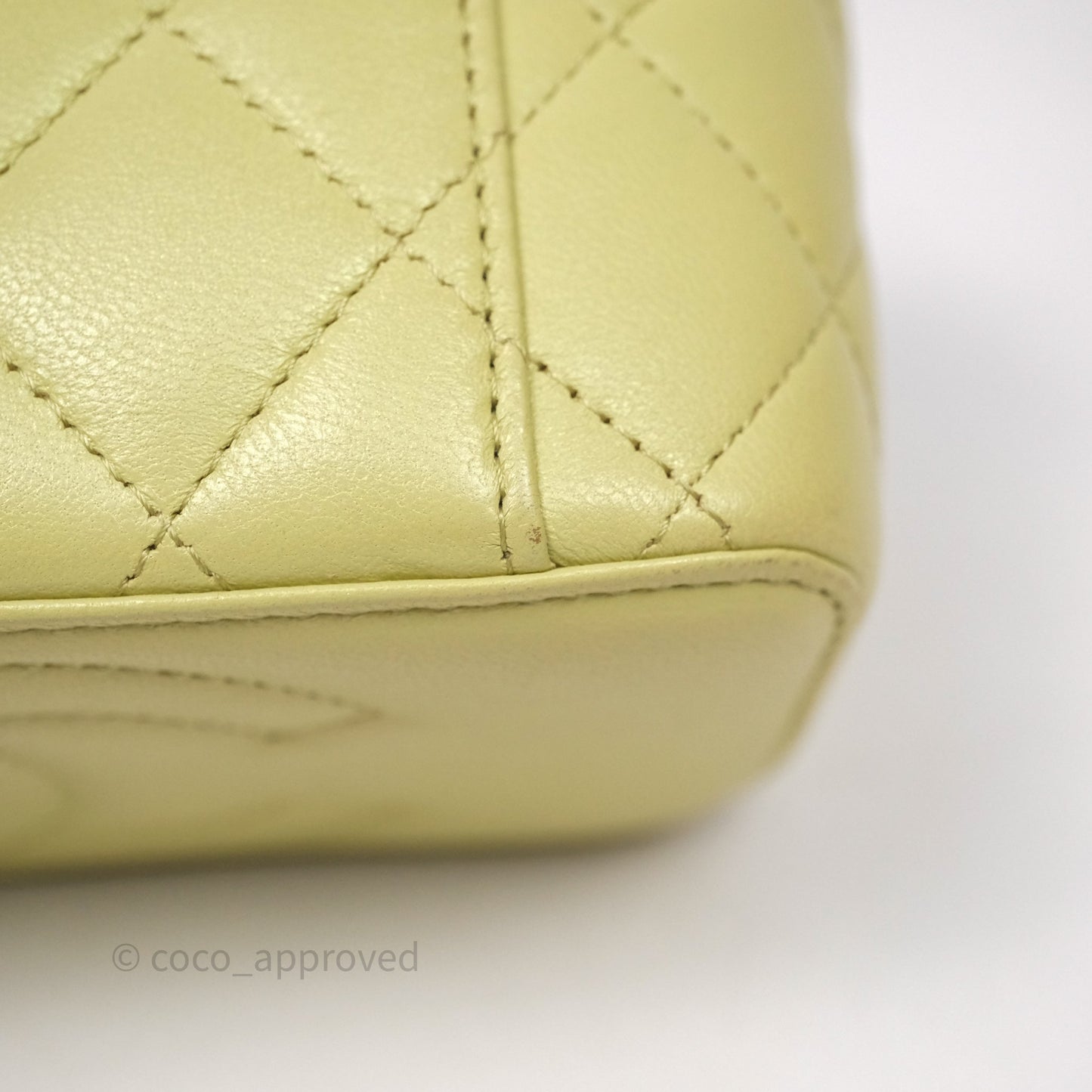 Chanel Quilted Vanity With Chain Lambskin Green Gold Hardware