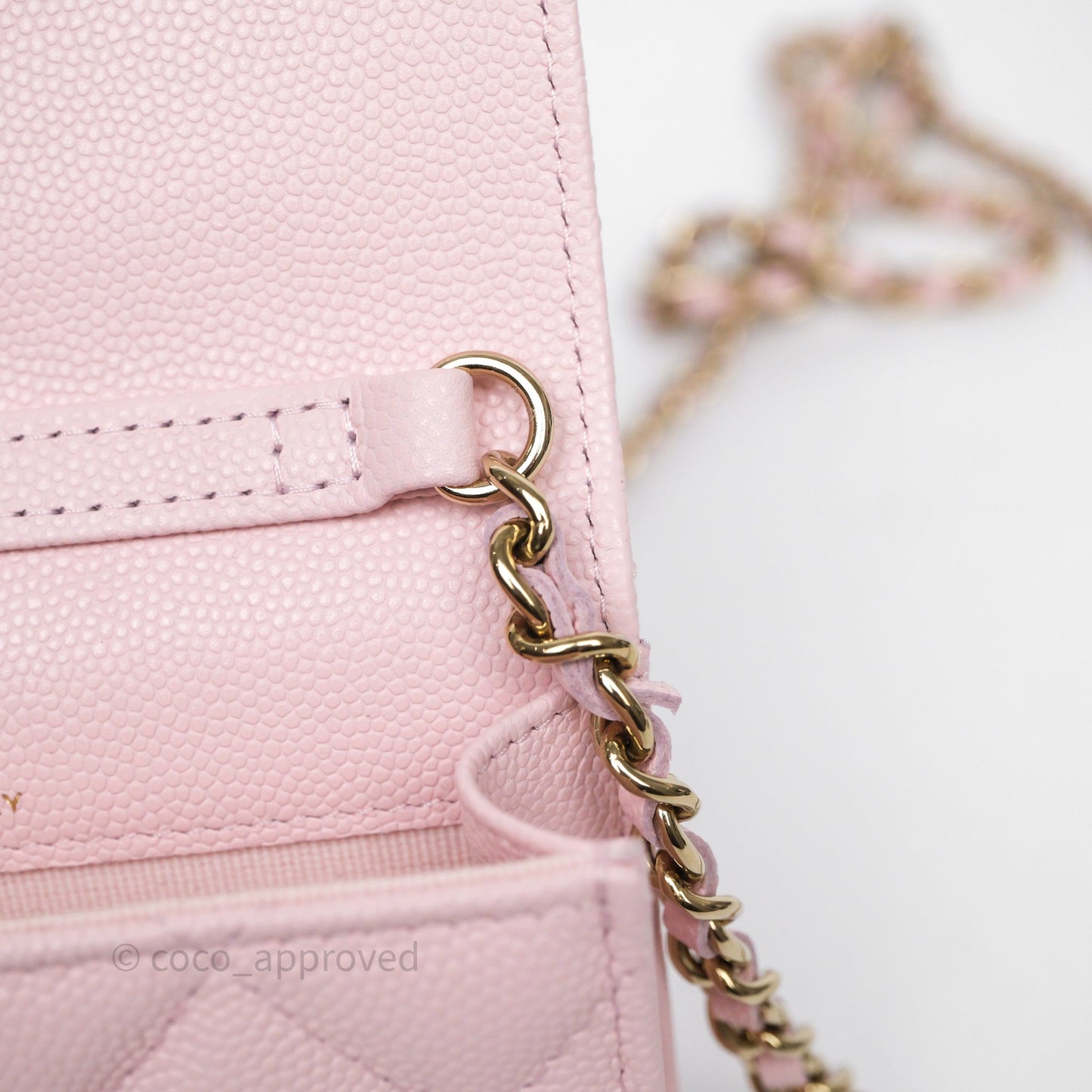 Chanel Mini Clutch With Chain Light Pink Caviar Gold Hardware