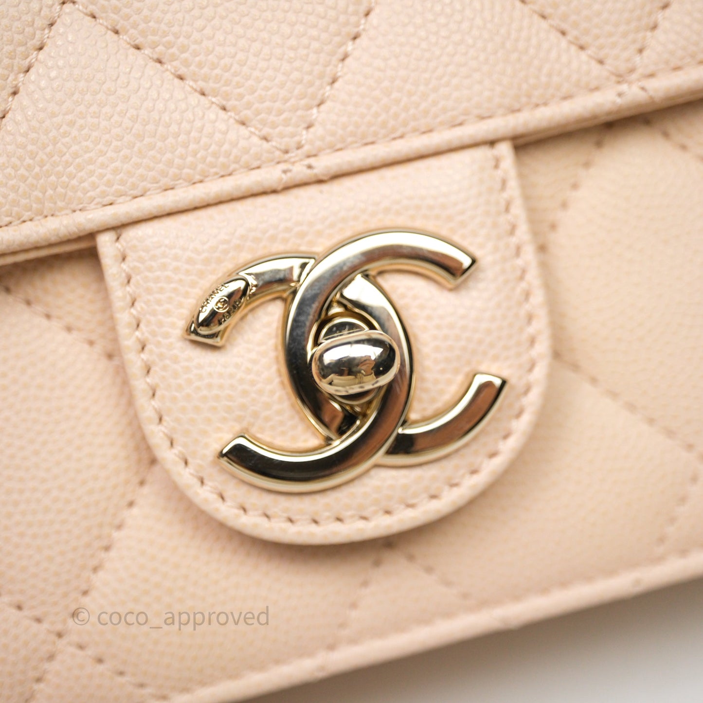 Chanel Small Like The Wallet Flap Quilted Light Beige Pink Caviar Gold Hardware 22C