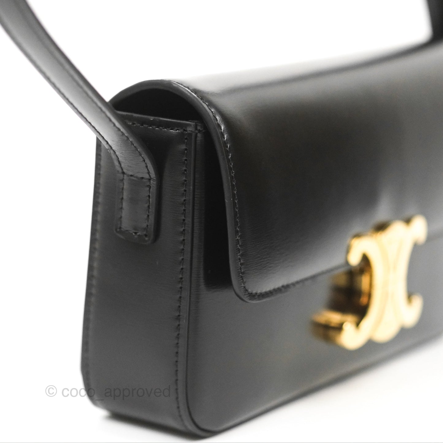 Celine Triomphe Shoulder Bag Black Calfskin