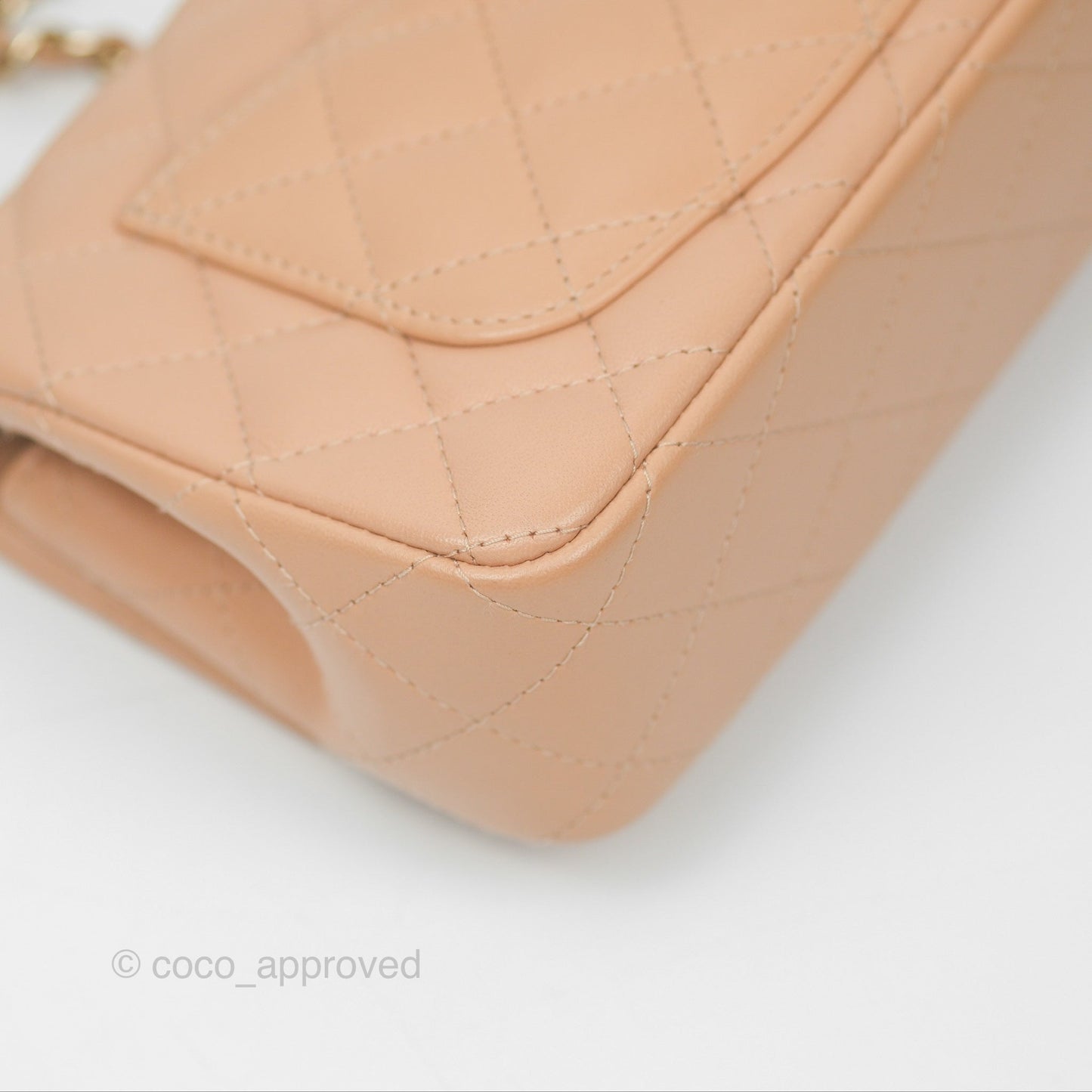 Chanel Quilted Mini Rectangular Beige Lambskin Gold Hardware