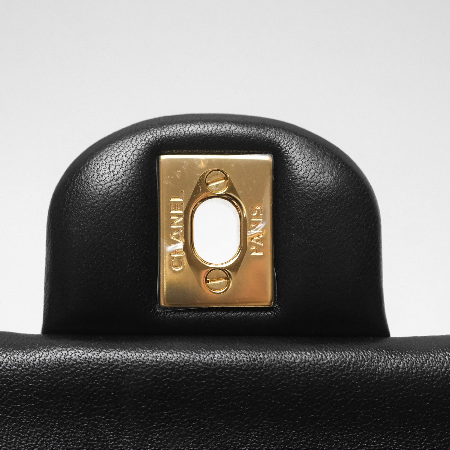 Chanel Classic M/L Medium Flap Quilted Black Lambskin Gold Hardware