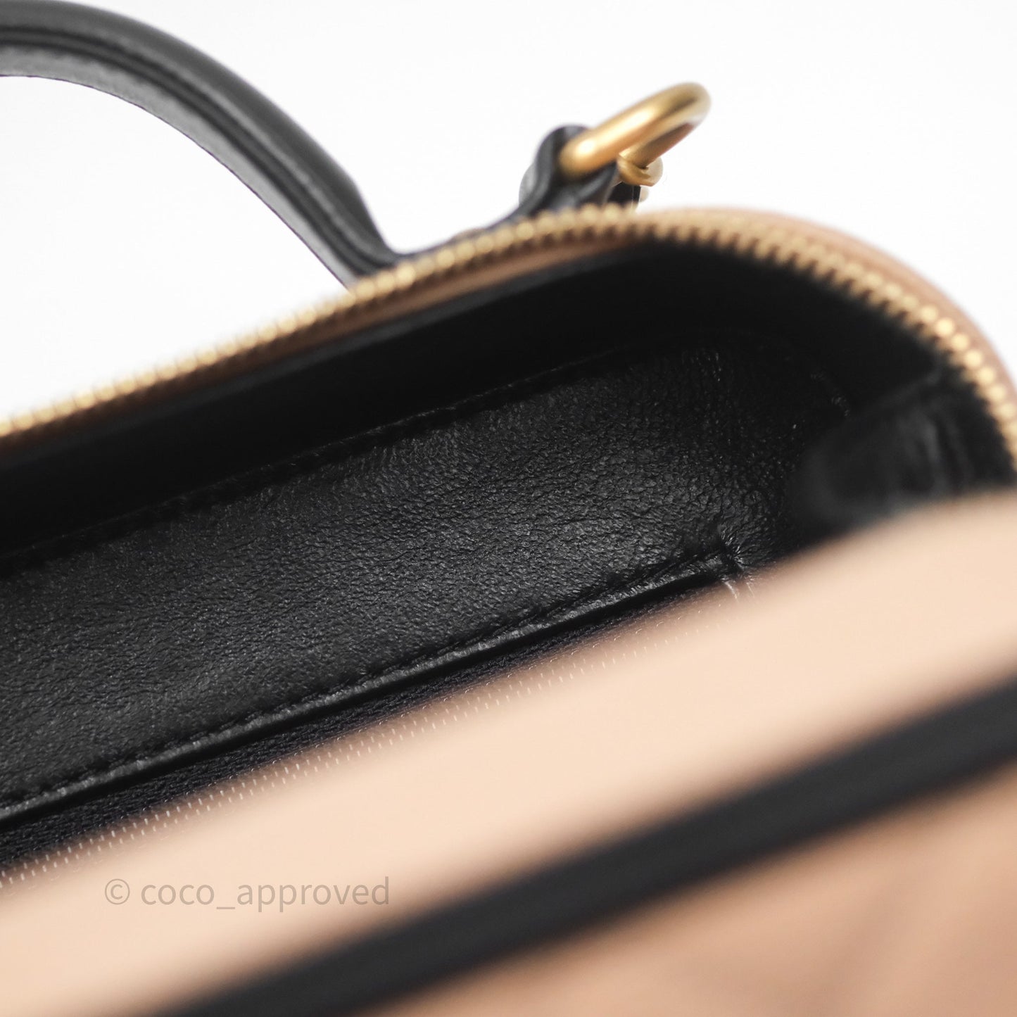 Chanel Quilted Medium CC Filigree Vanity Case Beige Caviar Gold Hardware