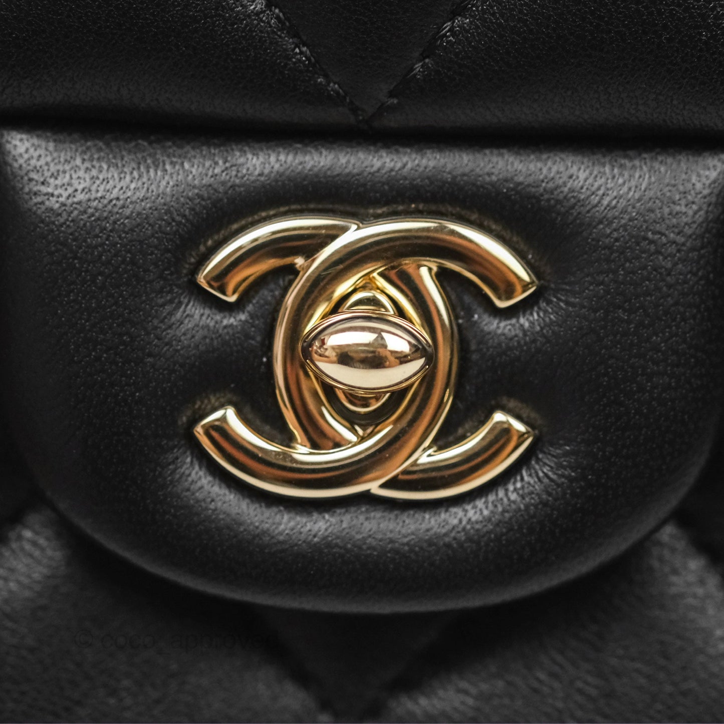 Chanel Logo Pearl Chain Flap Bag Black Lambskin Gold Hardware