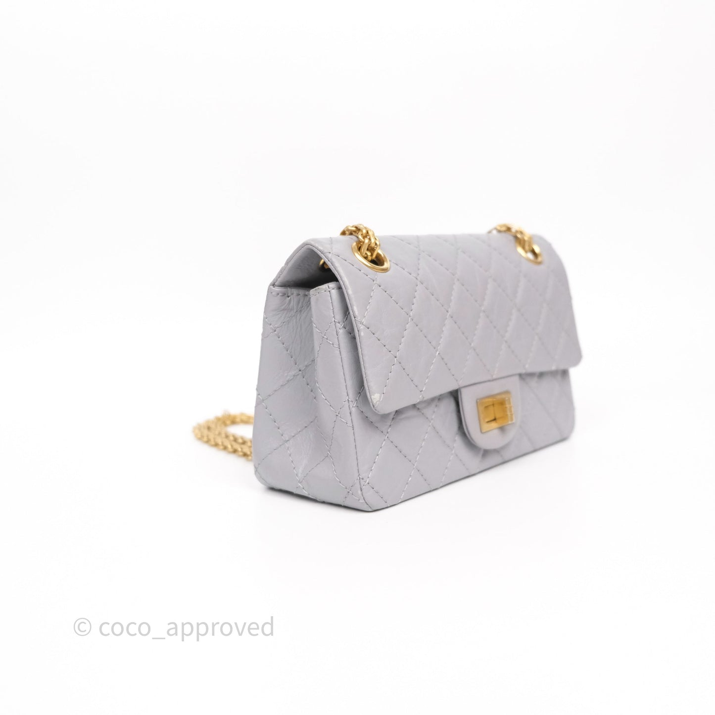 Chanel Mini Reissue 224 Grey Aged Calfskin Aged Gold Hardware