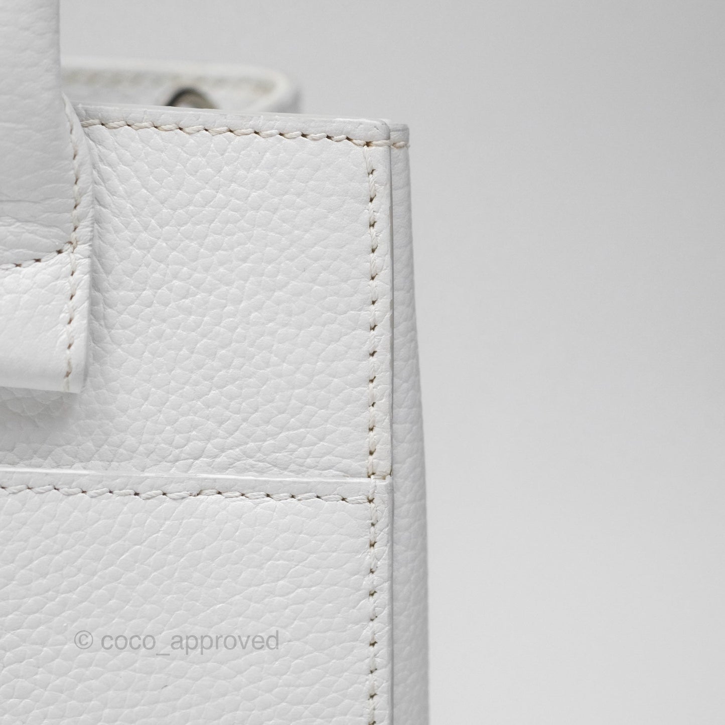 Chanel Mini Neo Executive Shopper Tote White Grained Calfskin Silver Hardware